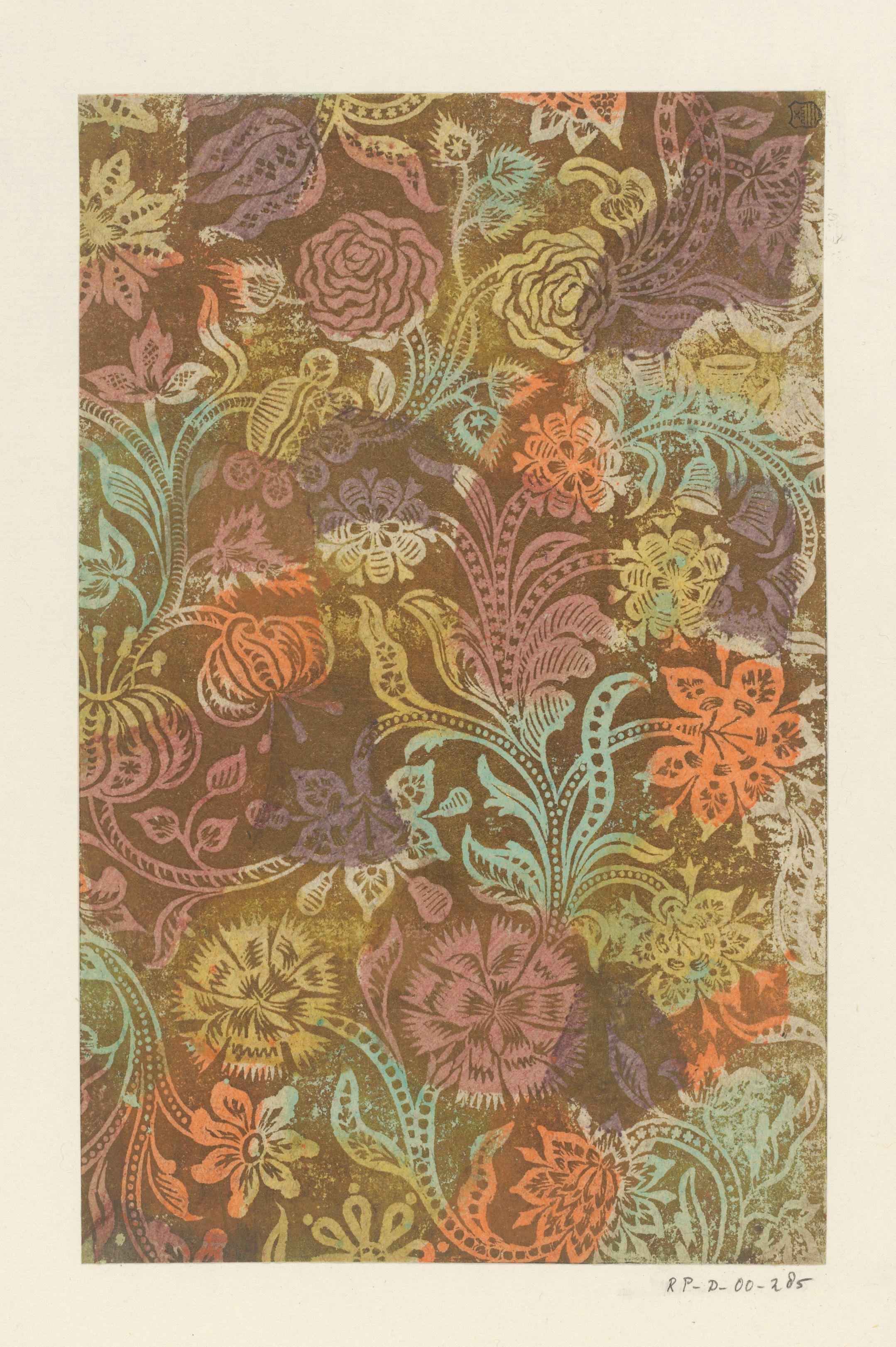 Blad met ranken met bloemen