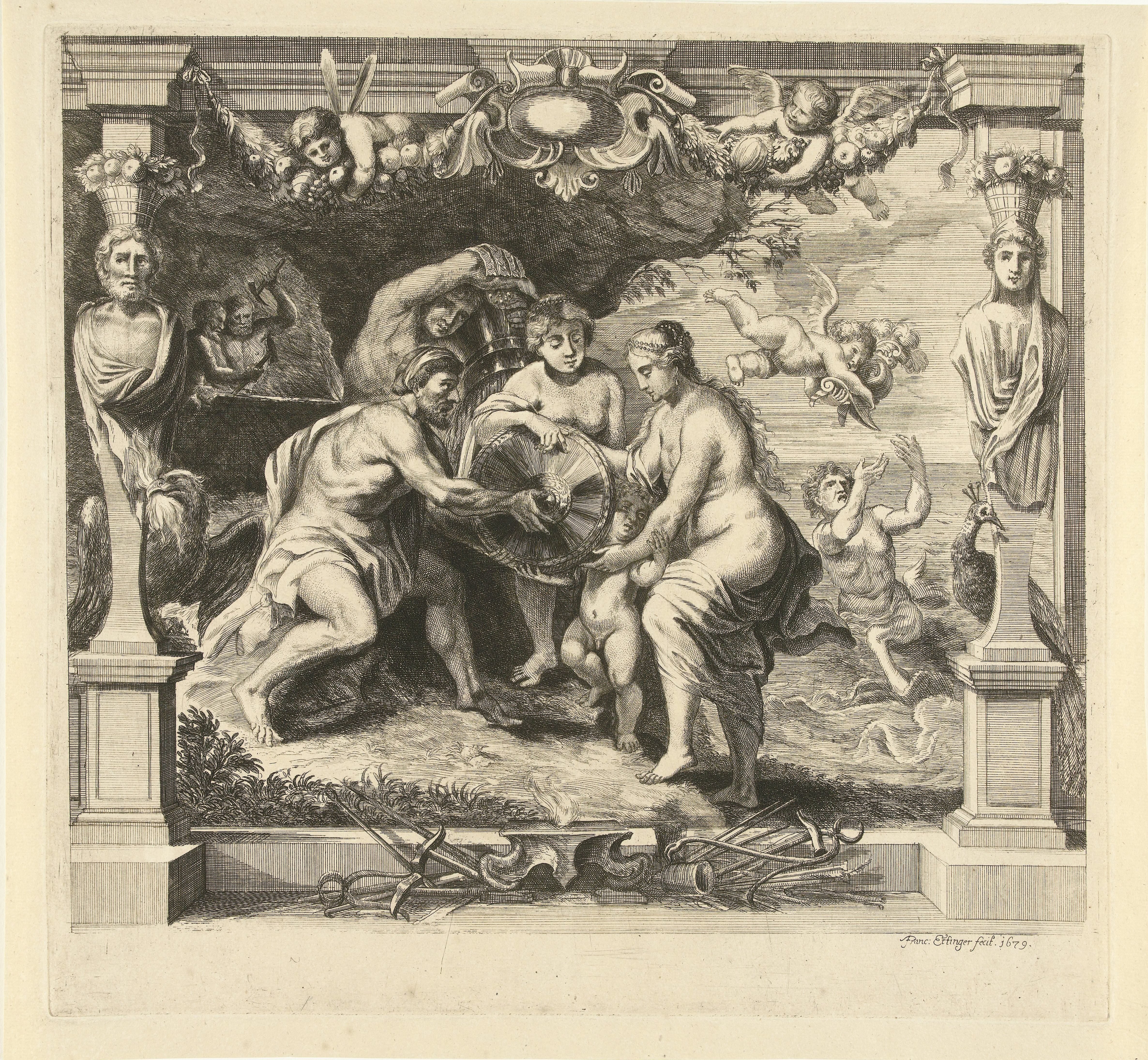 Thetis krijgt van Vulcanus wapens voor Achilles