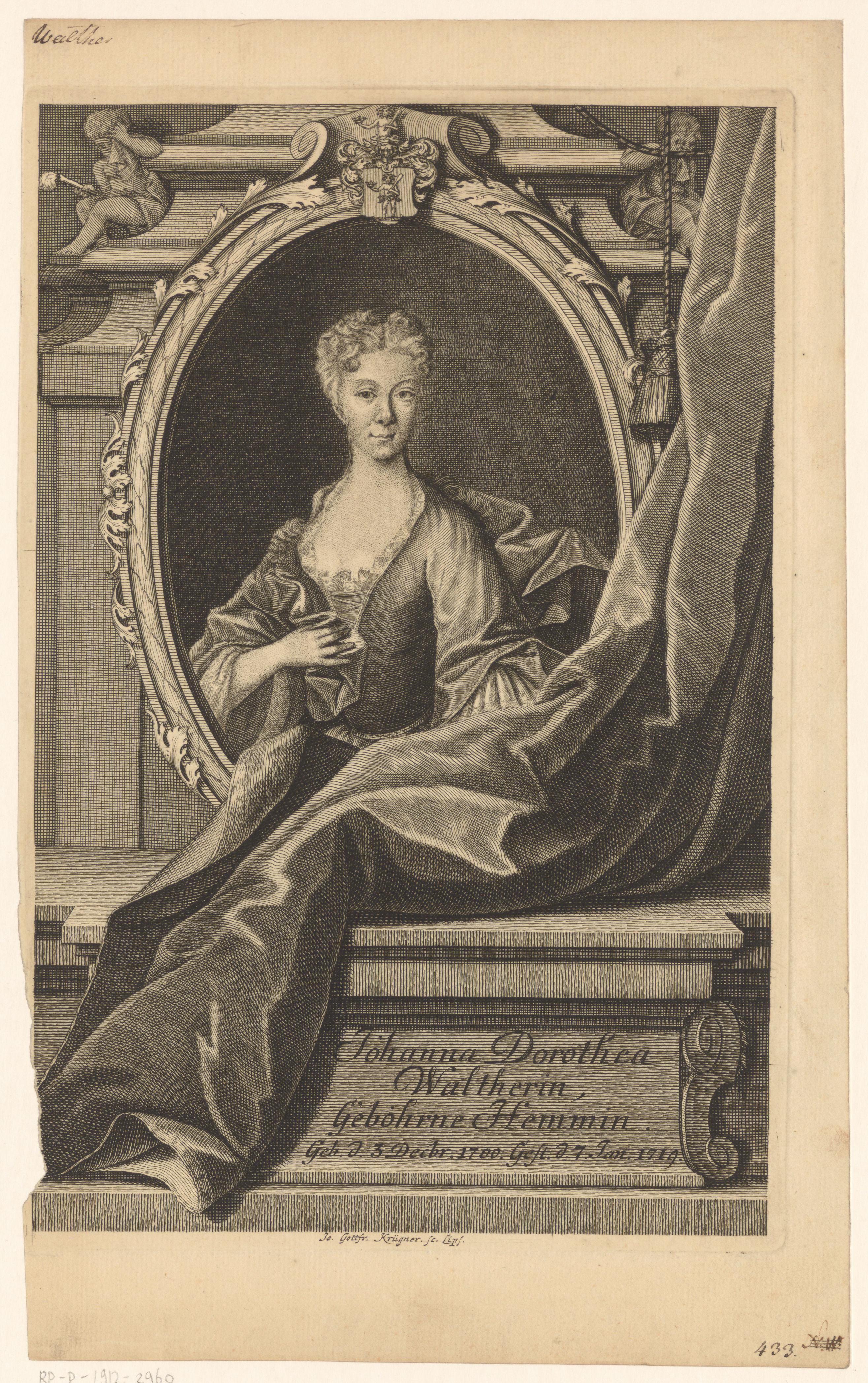 Portret van Johann Dorothea Walther