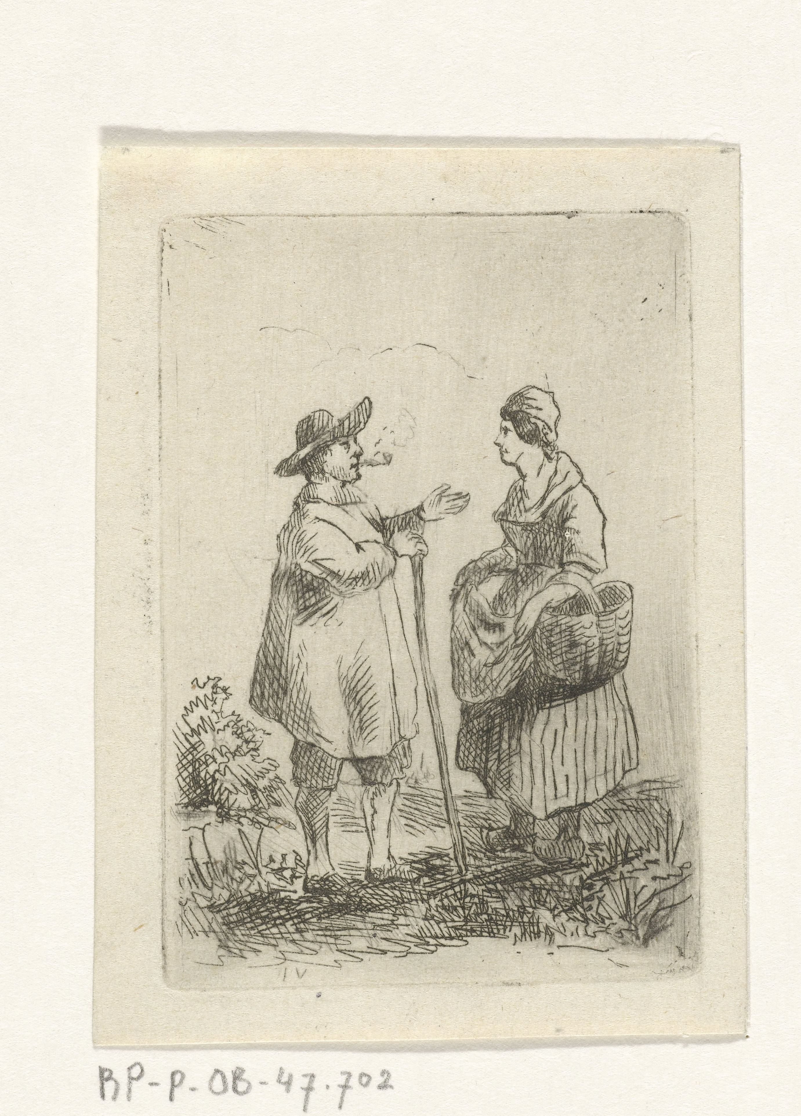 Boer en boerin in gesprek