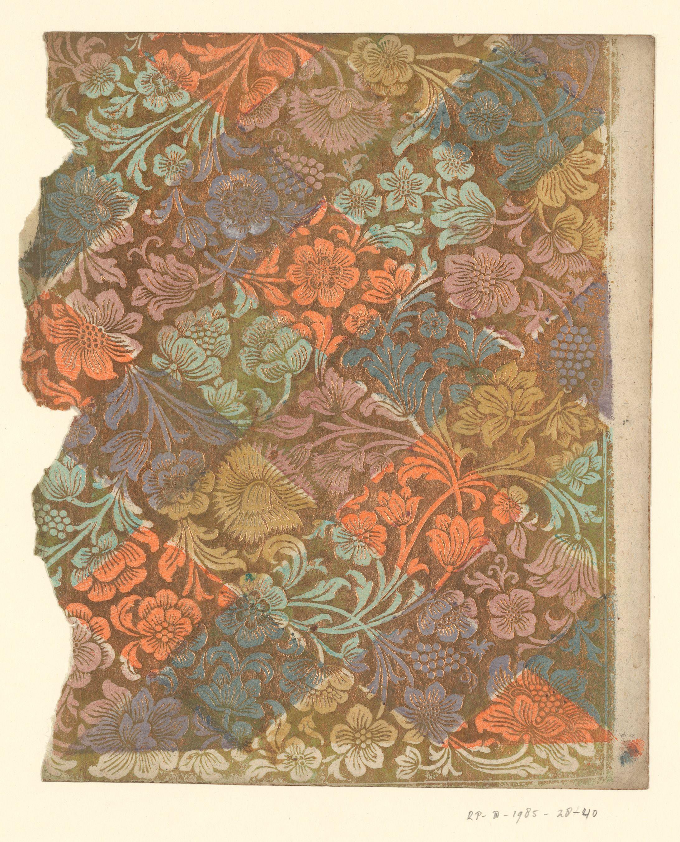 Blad met bloemen en vruchten