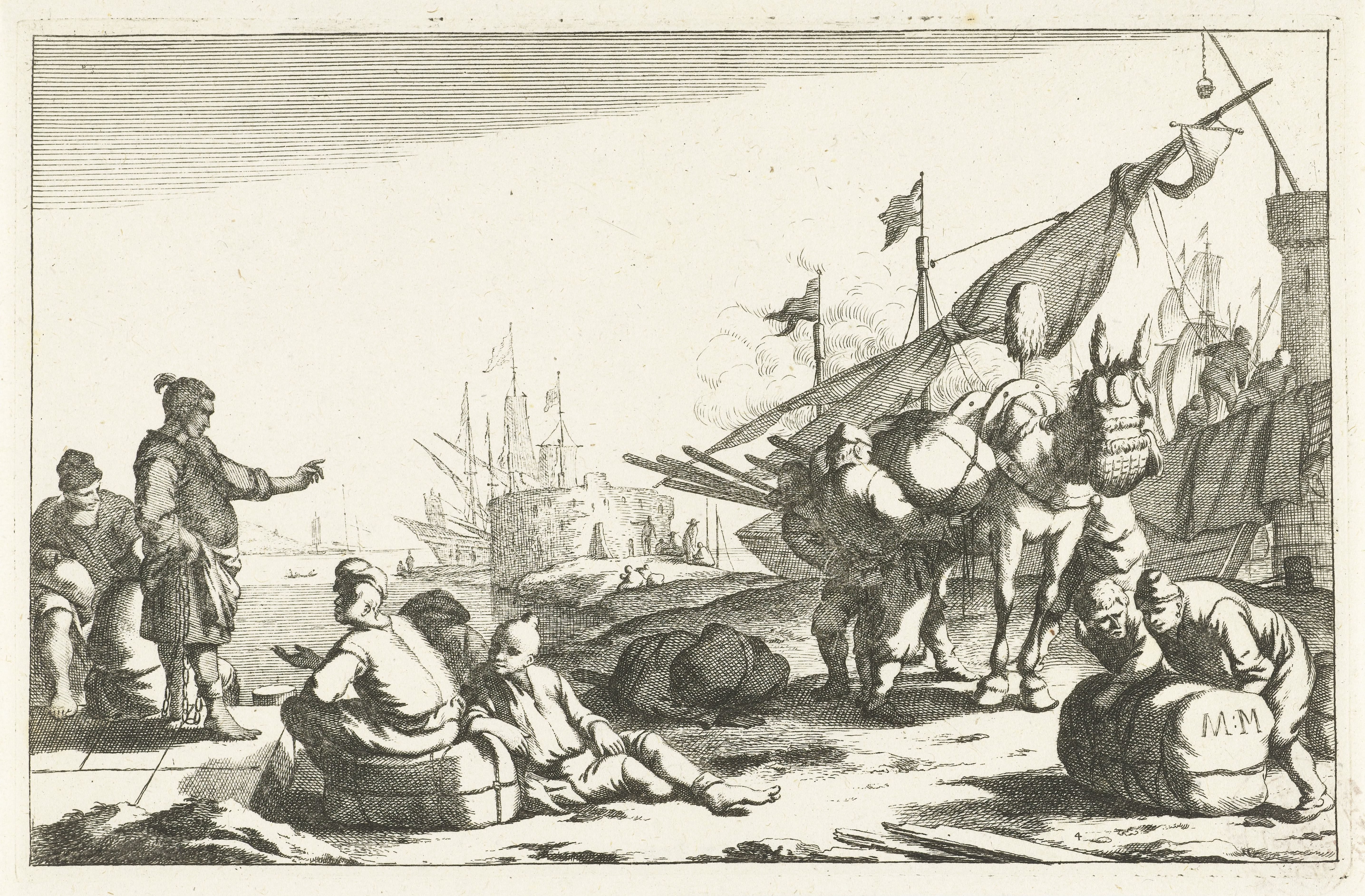 Haven met kooplieden en pakezel