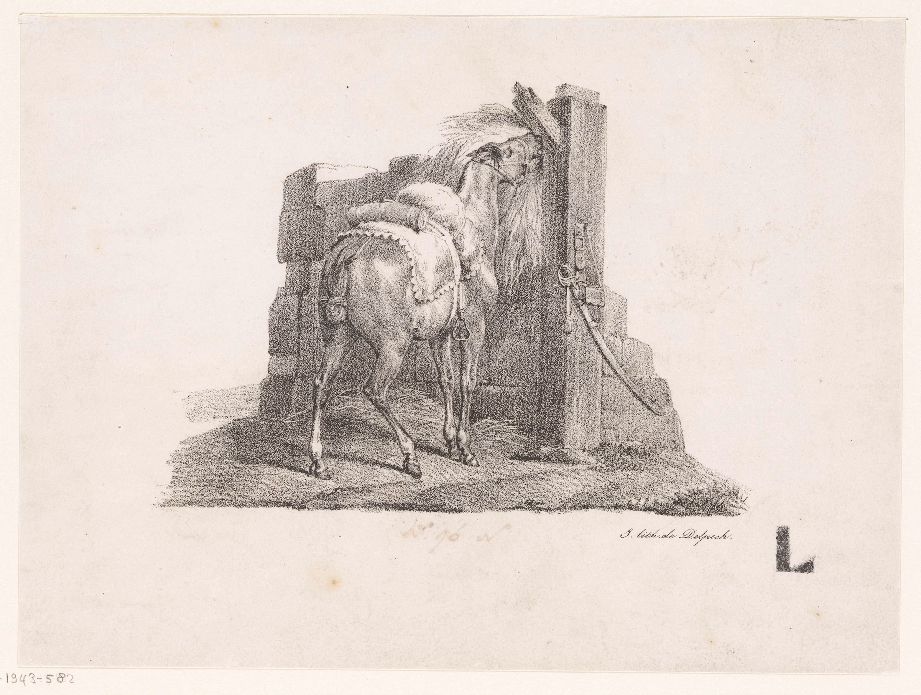 Studie van een paard in een stal