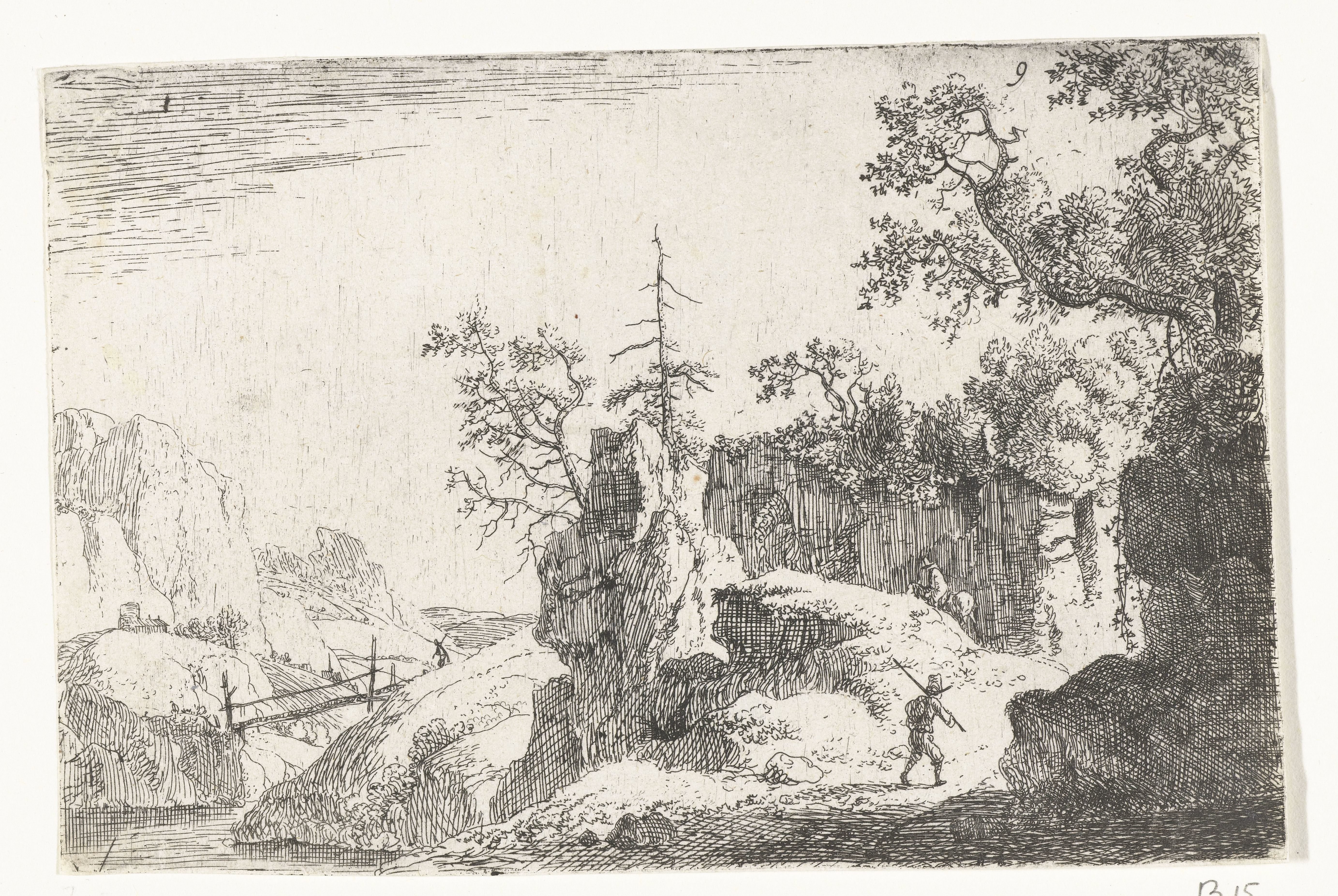 Berglandschap met wandelaar