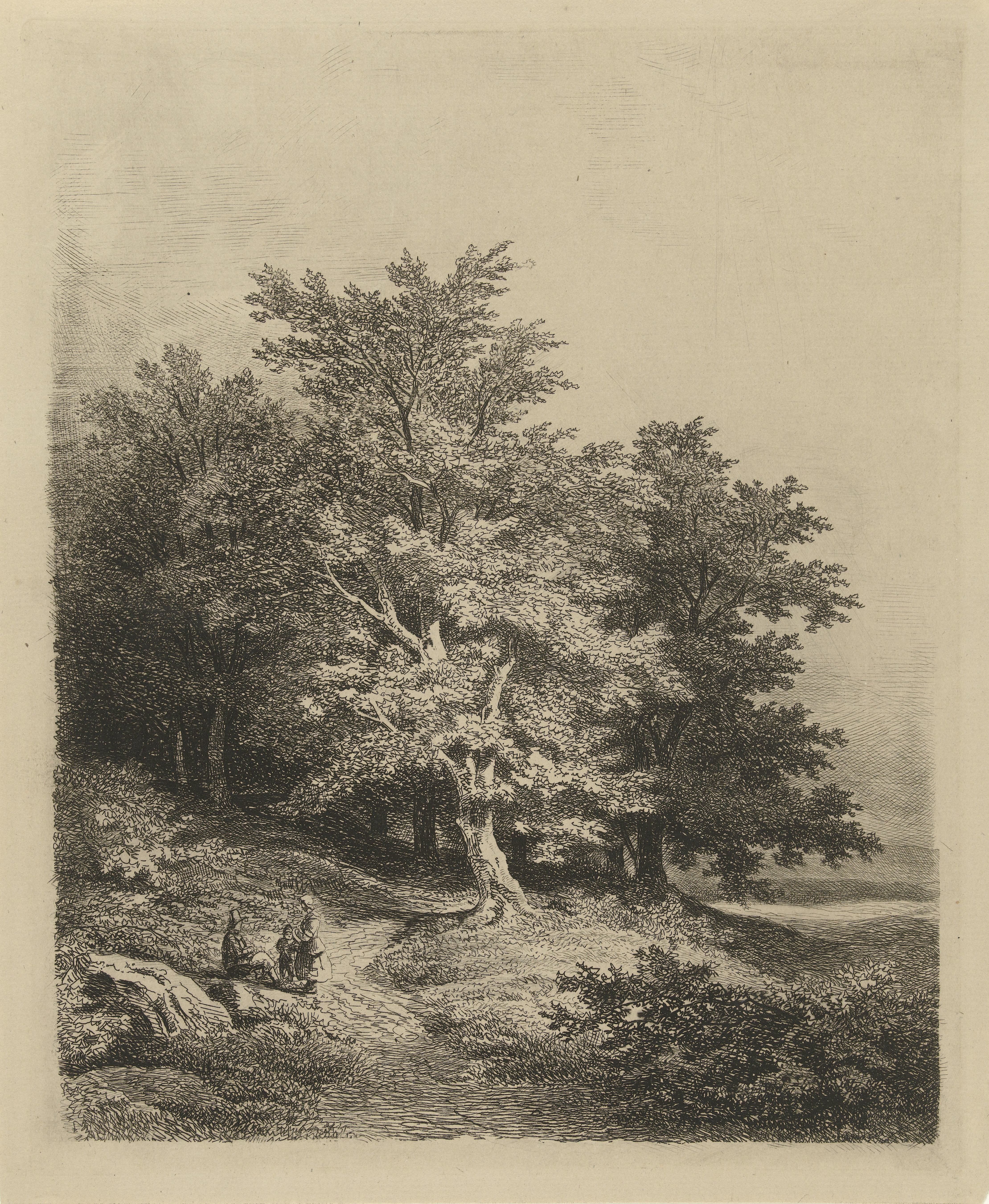 Figuren bij een bosrand