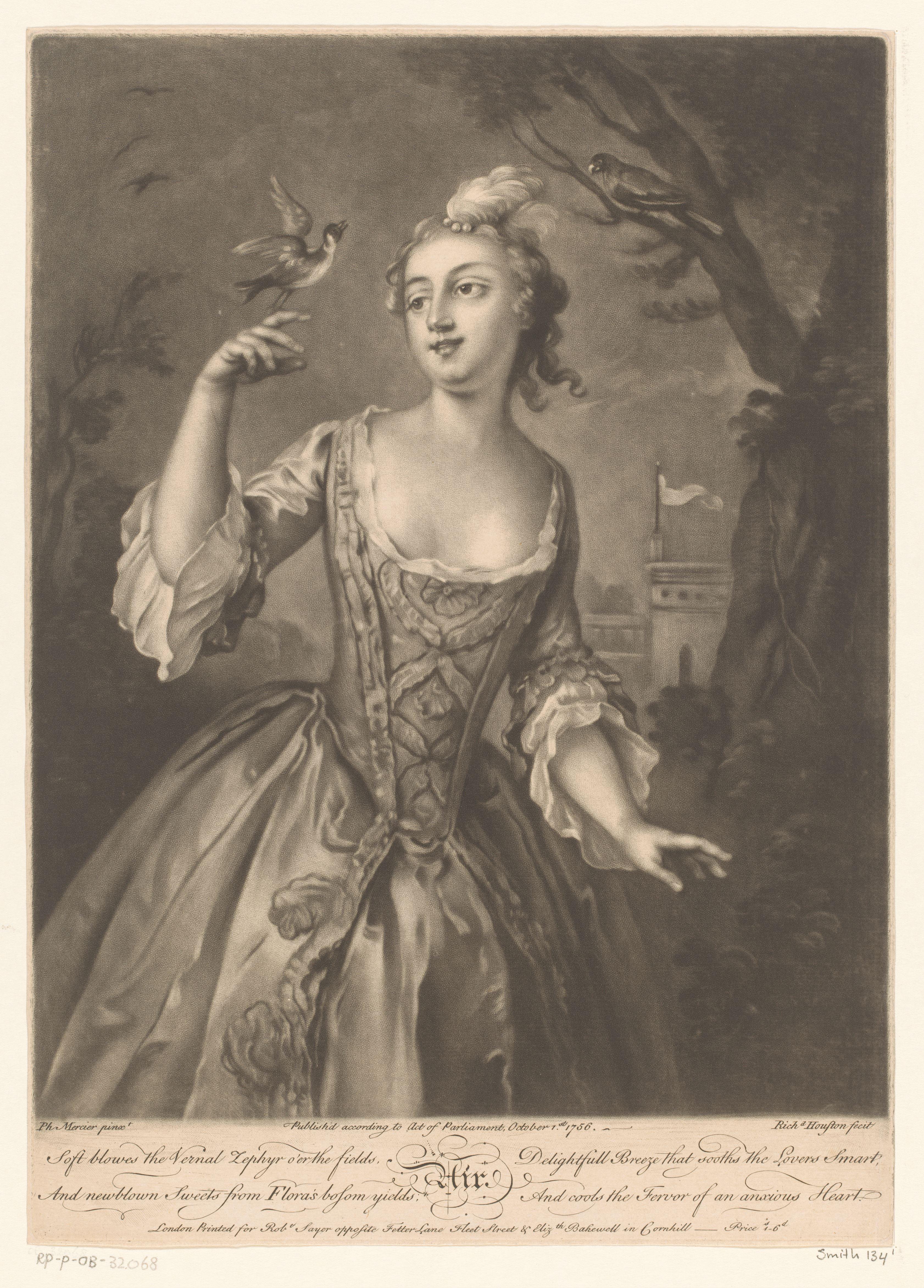 Jonge vrouw met zangvogels