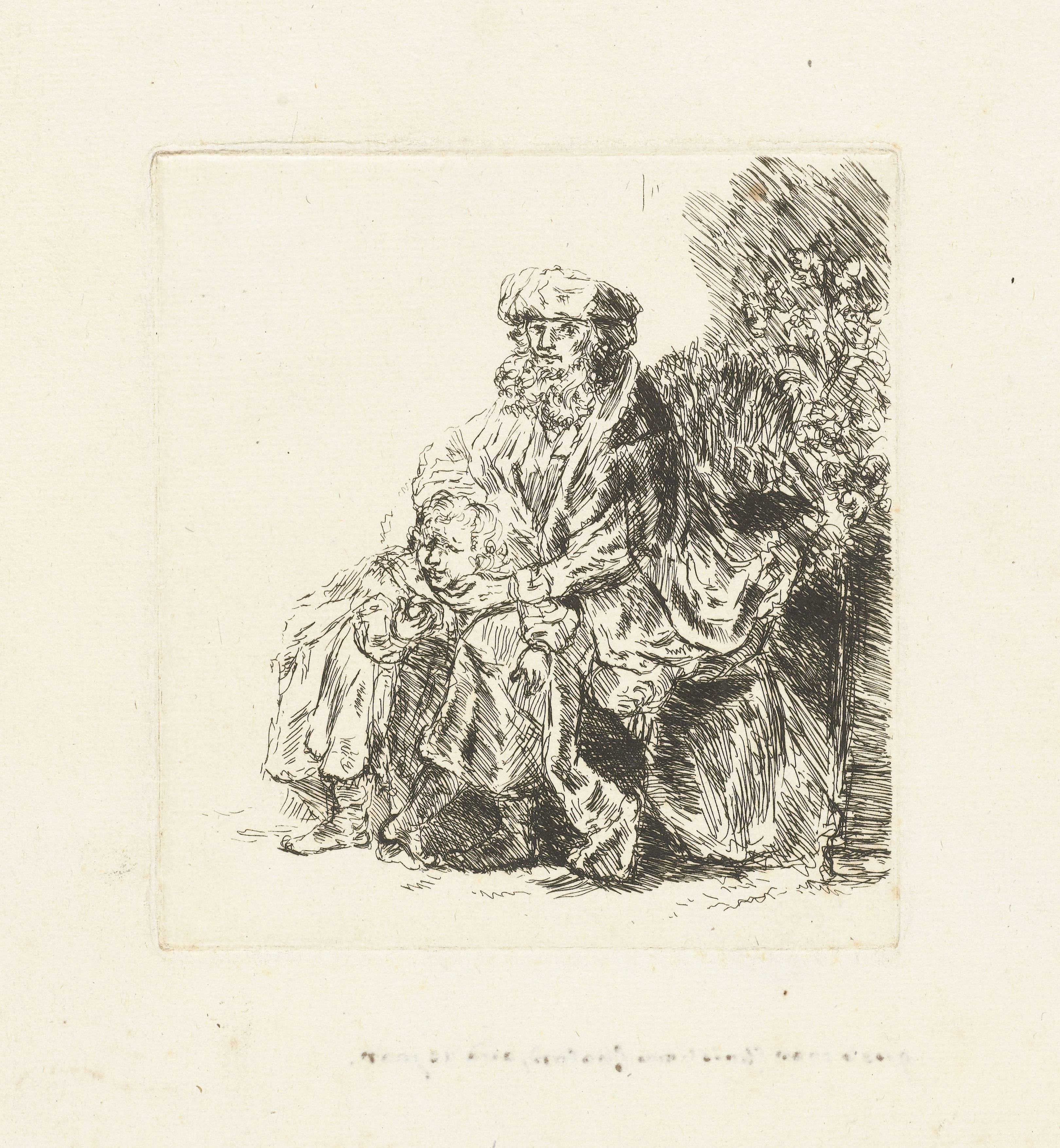 Abraham caressing Isaac