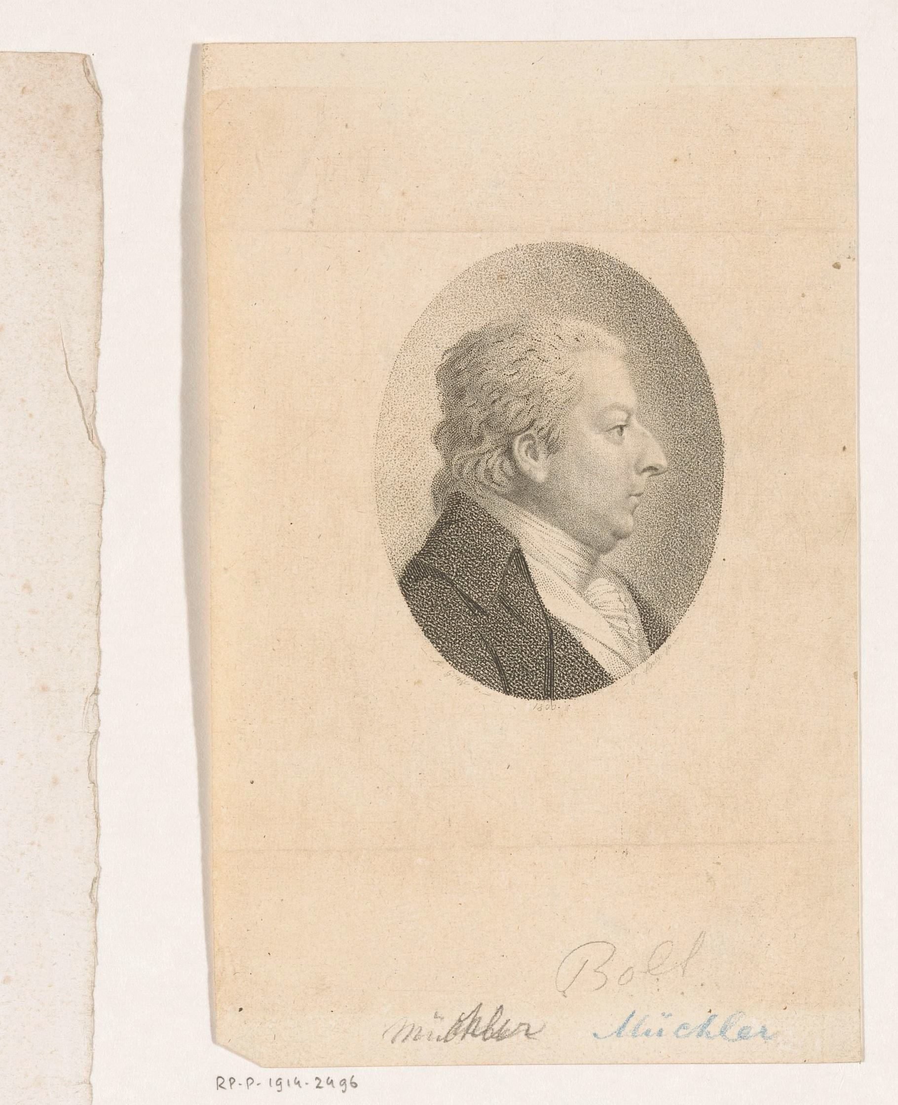 Portret van een man, waarschijnlijk Johann Georg Müchler