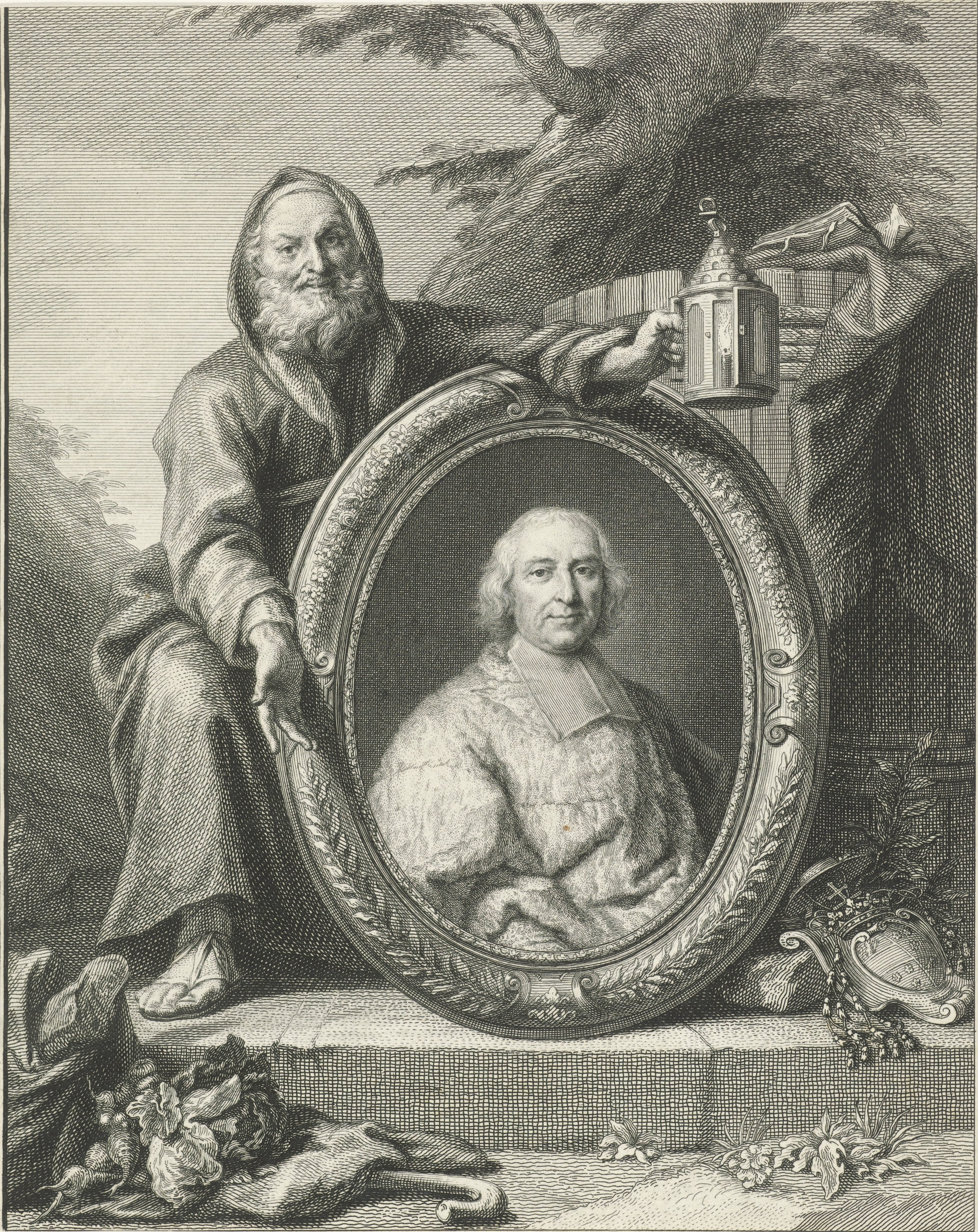 Diogenes bij een portret van André-Hercule de Fleury