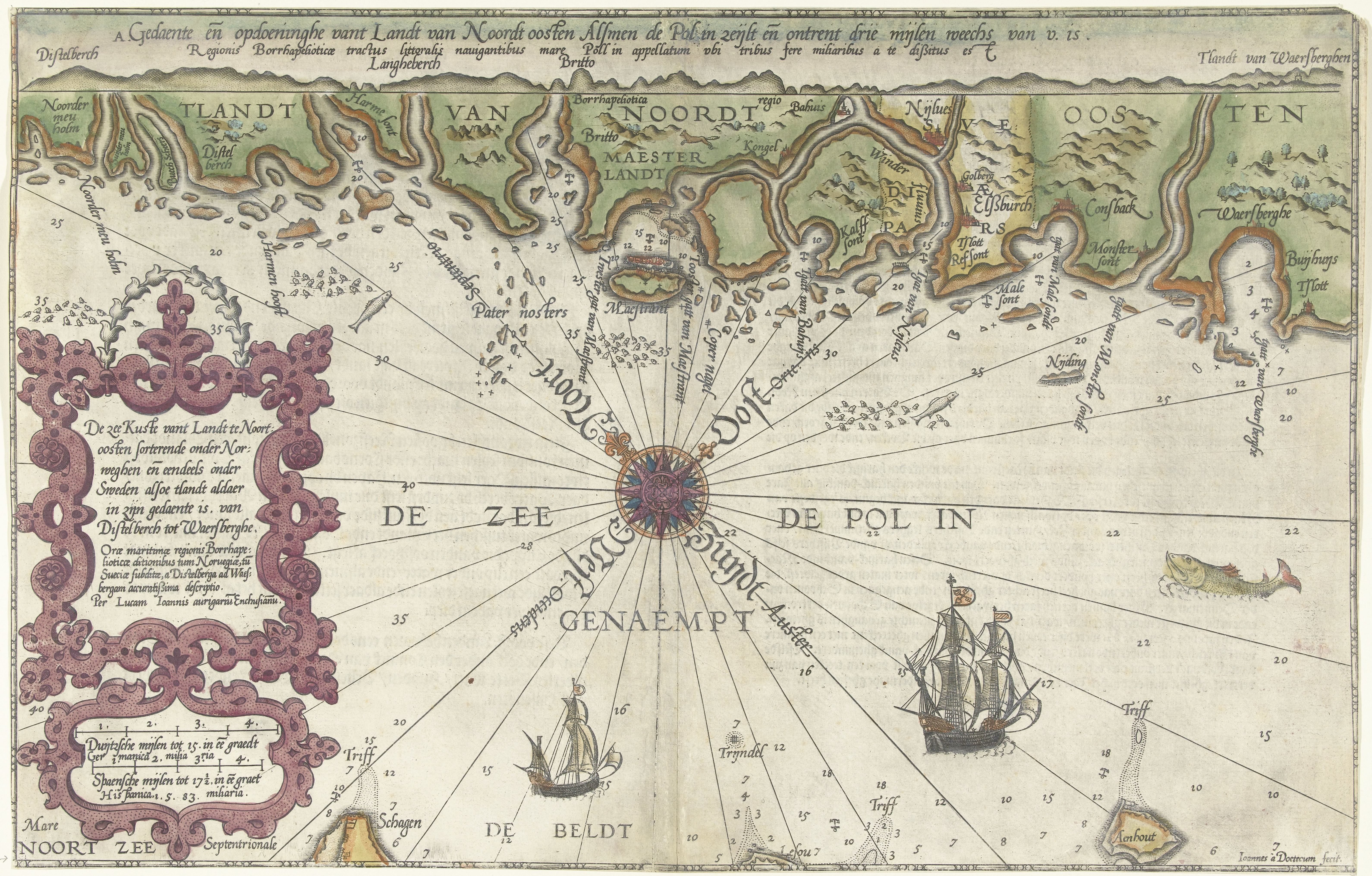 Kaart een deel van de kust van Noorwegen en Zweden