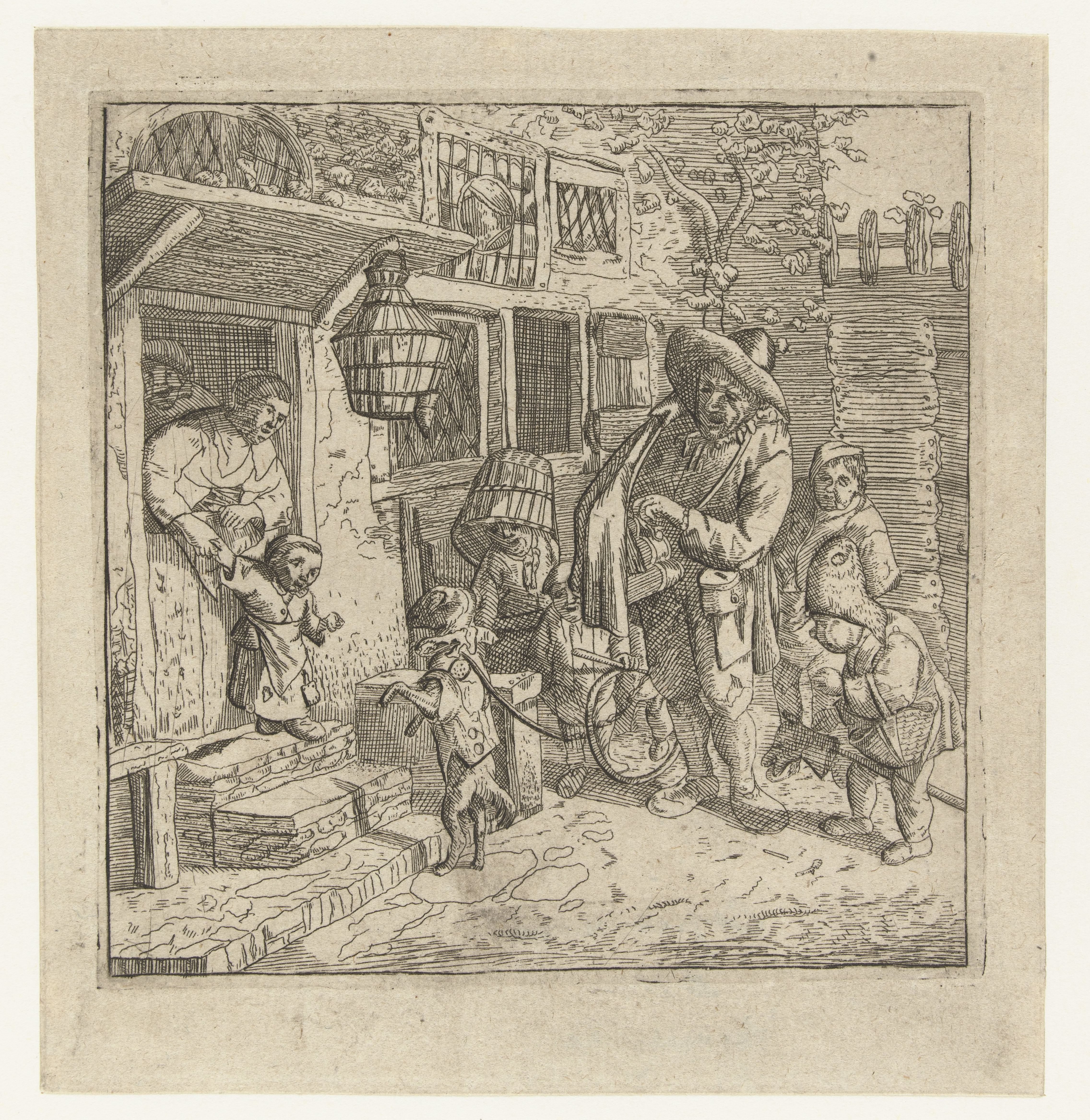 De lierspeler met het dansende hondje