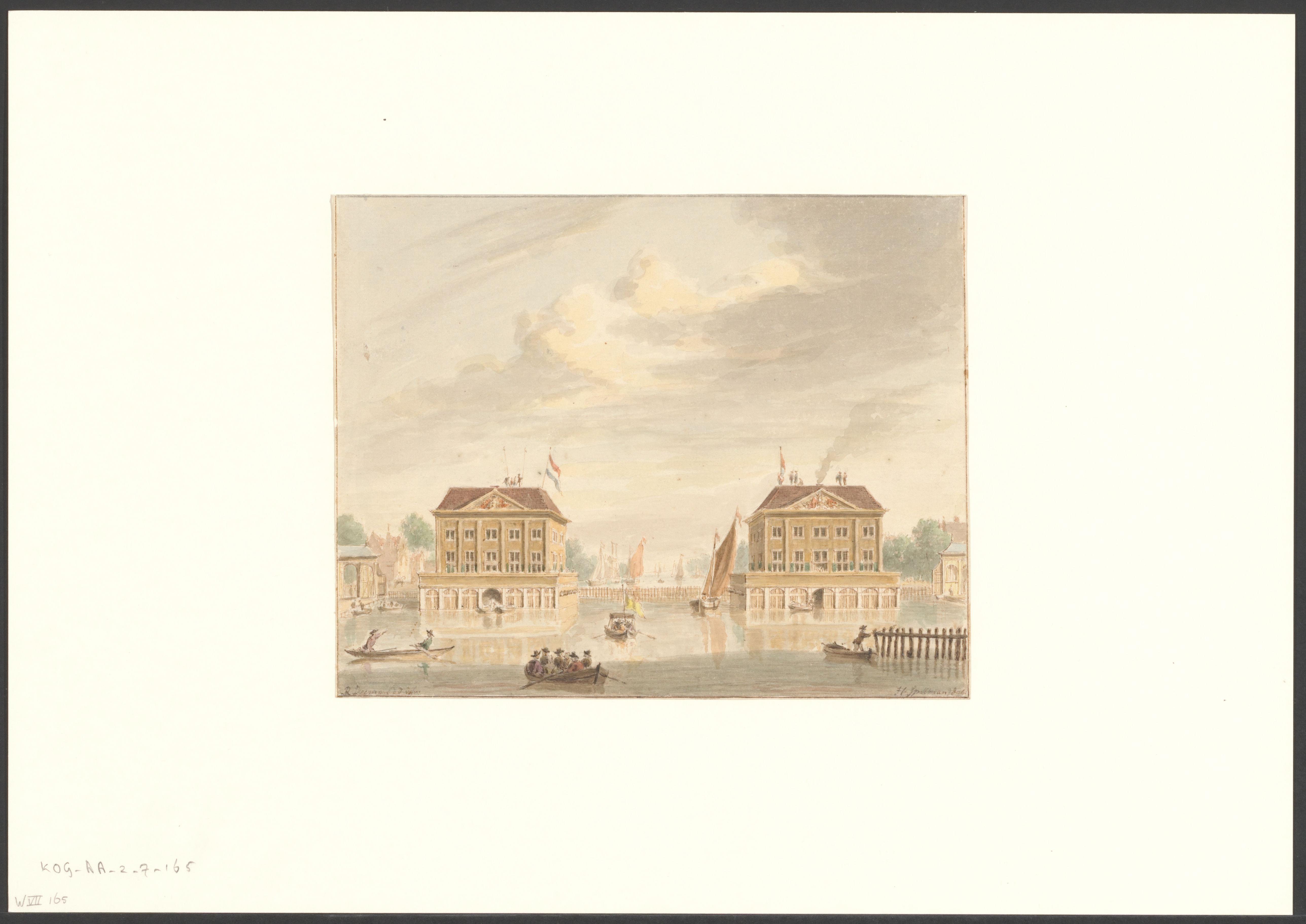 Gezicht op de Blokhuizen in de Amstel