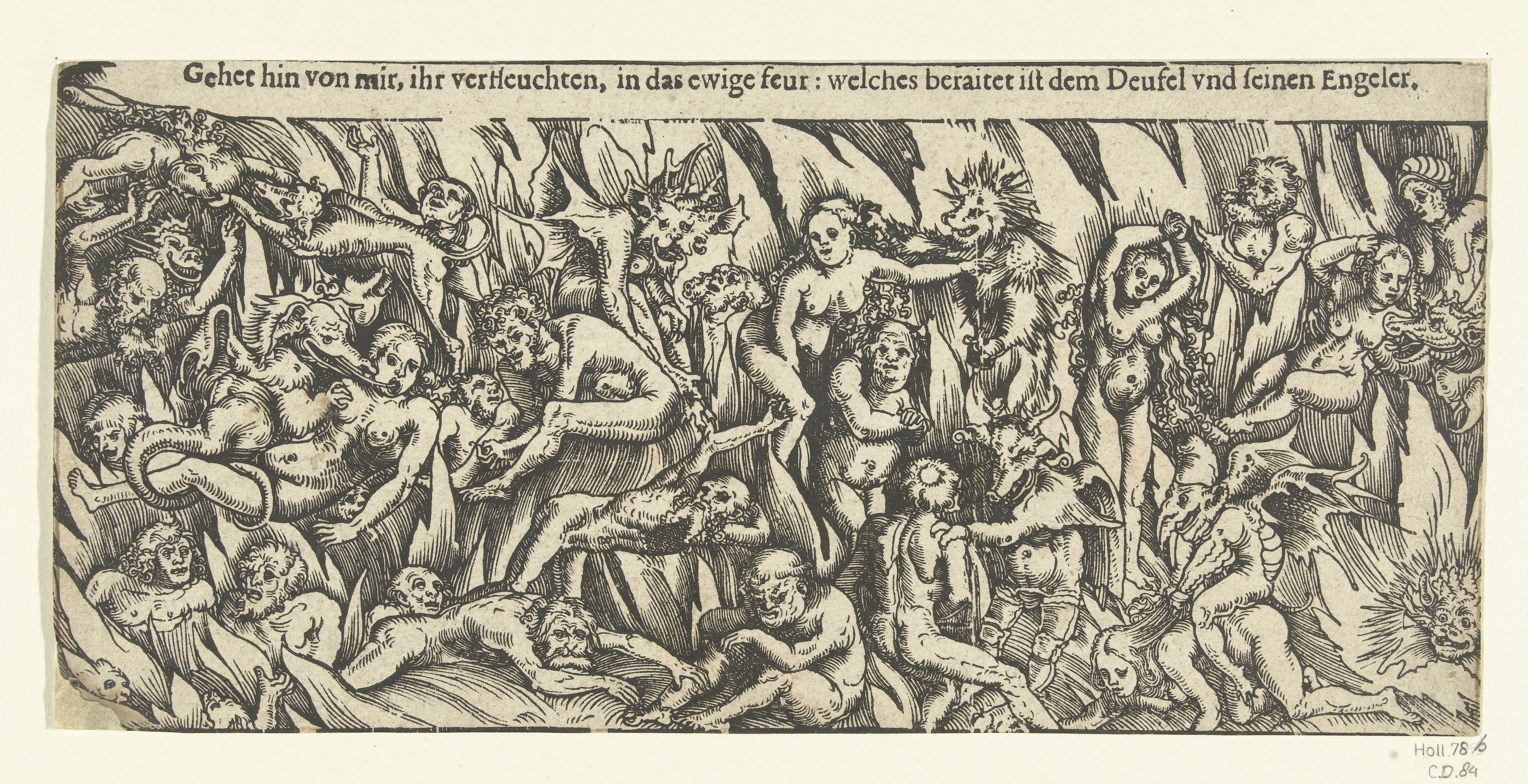 Hel met demonen en verdoemden in het eeuwig vuur