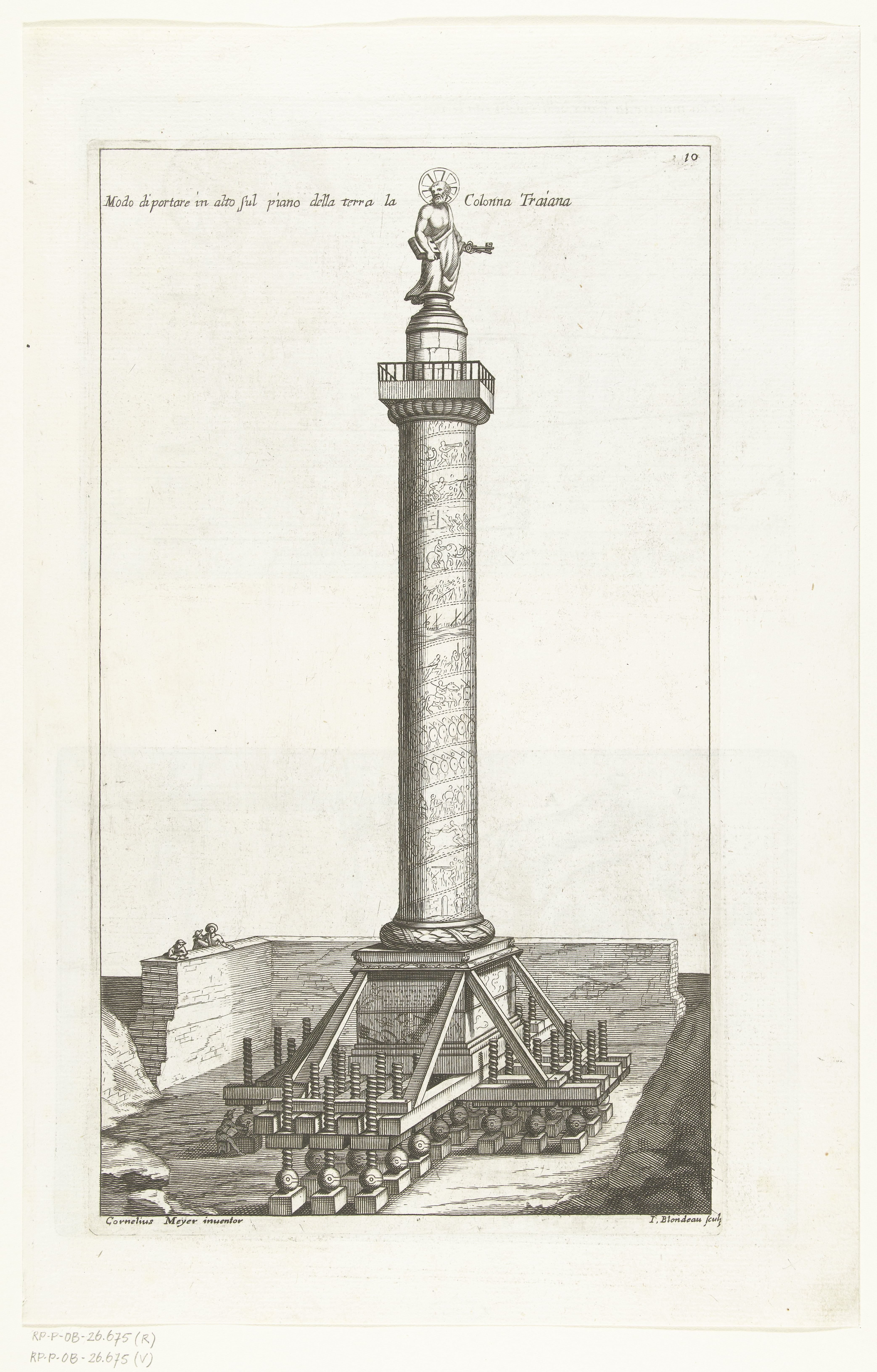 Constructie voor de ondersteuning en verplaatsing van de zuil van Trajanus te Rome