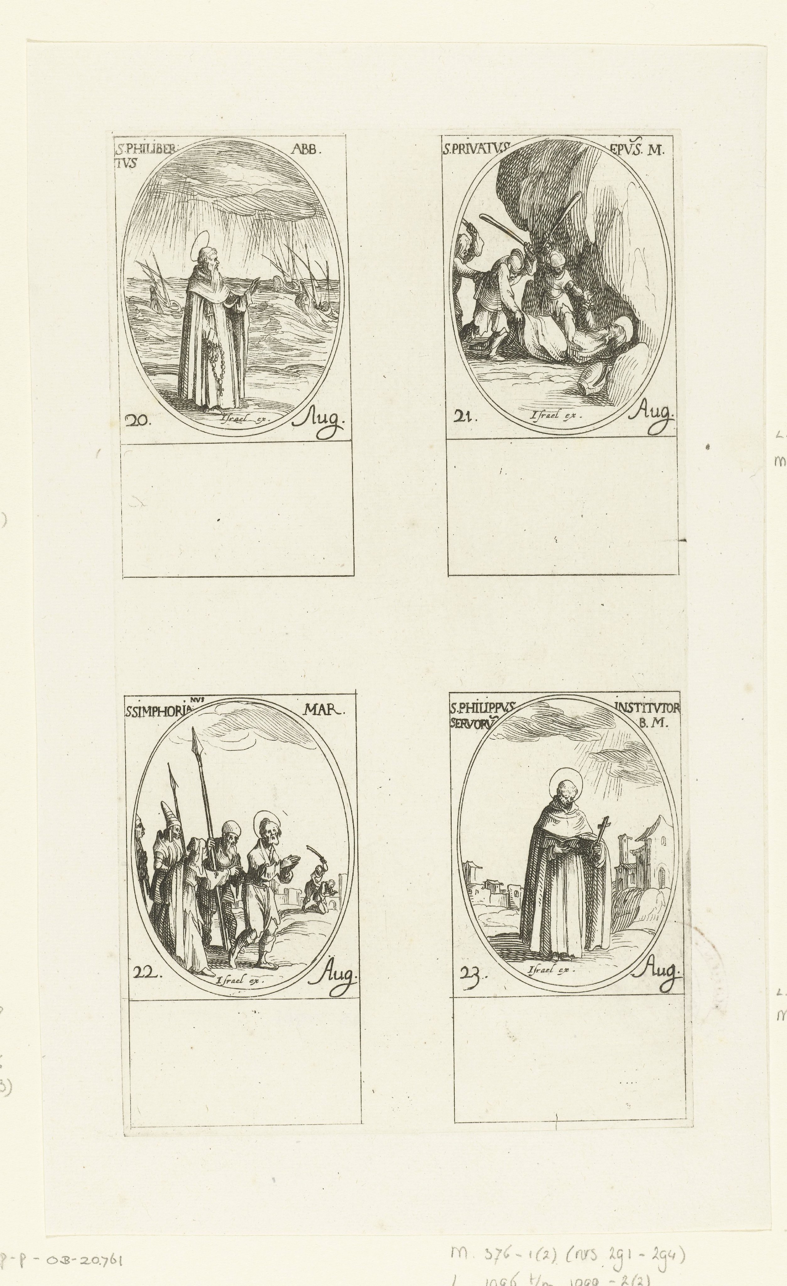Heilige Philibertus van Jumièges, Heilige Privatus van Gévaudan, Heilige Symphorianus van Autun, Heilige Philippus Benitius (20-23 augustus)