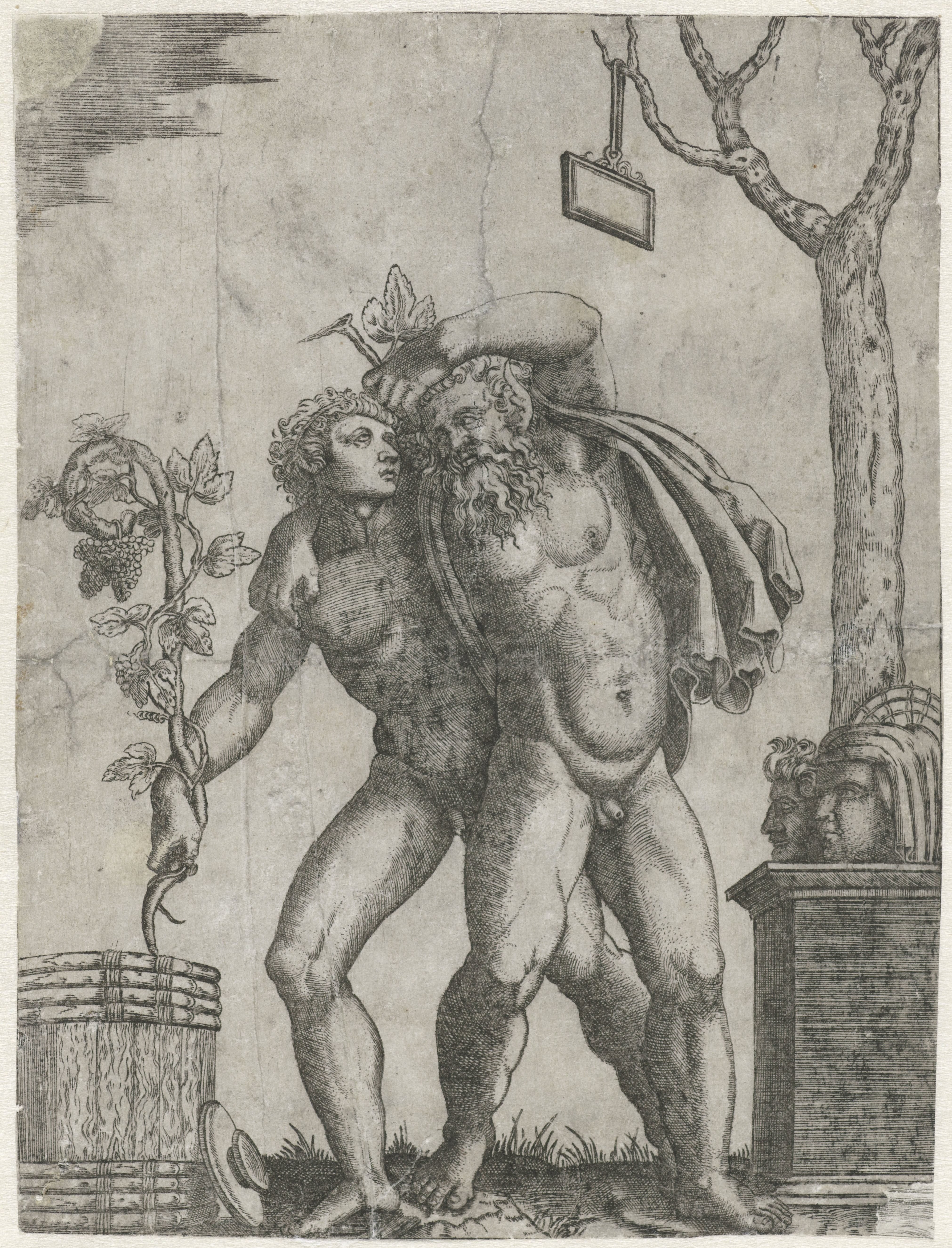 Silenus ondersteund door een jonge bacchant