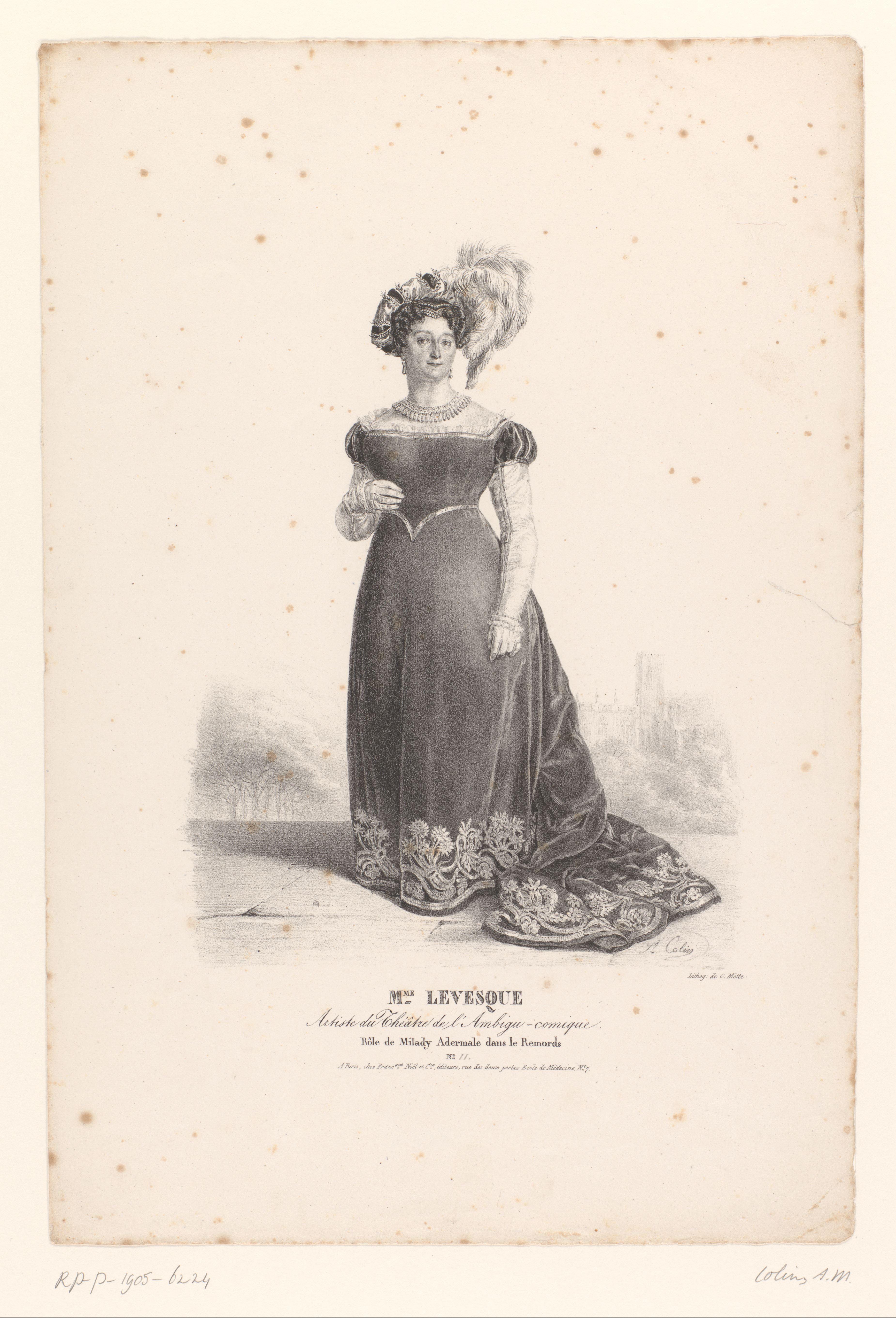 Portret van Marie Jacqueline Levesque als Milady Adermale in het melodrama Le Remords