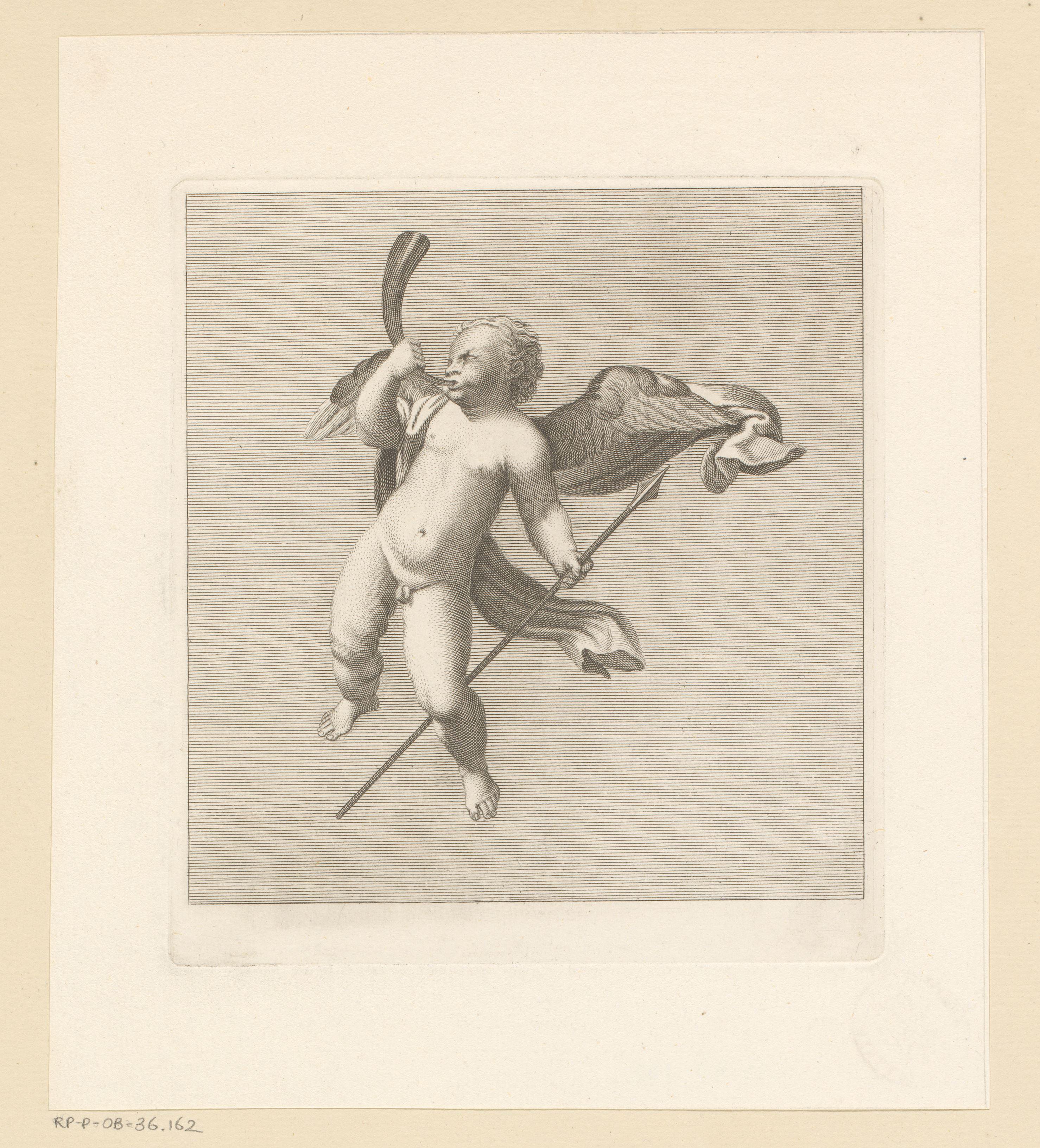 Putto met speer en hoorn