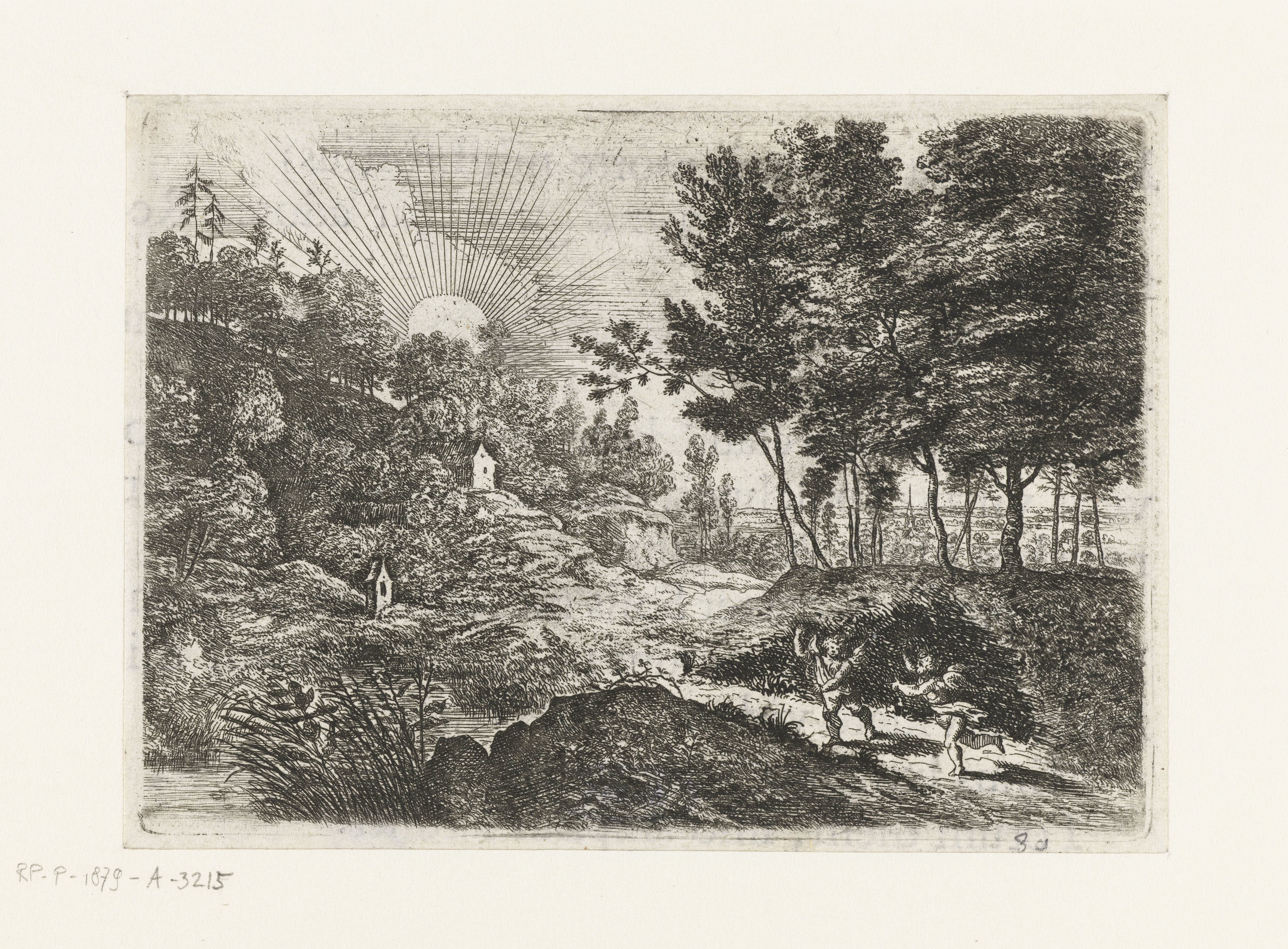 Landschap met twee putti