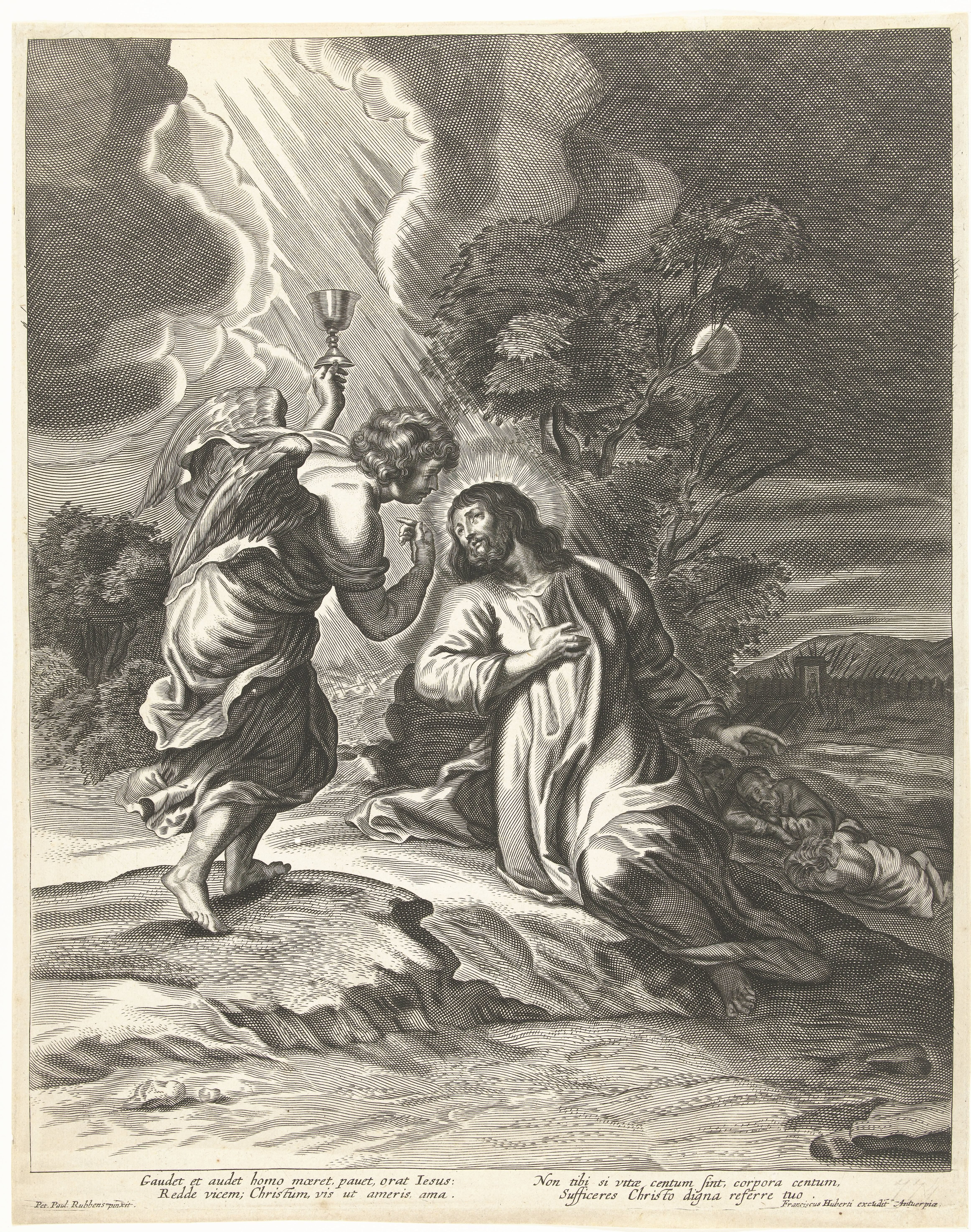 Christus en engel met kelk op Olijfberg (Getsemane)