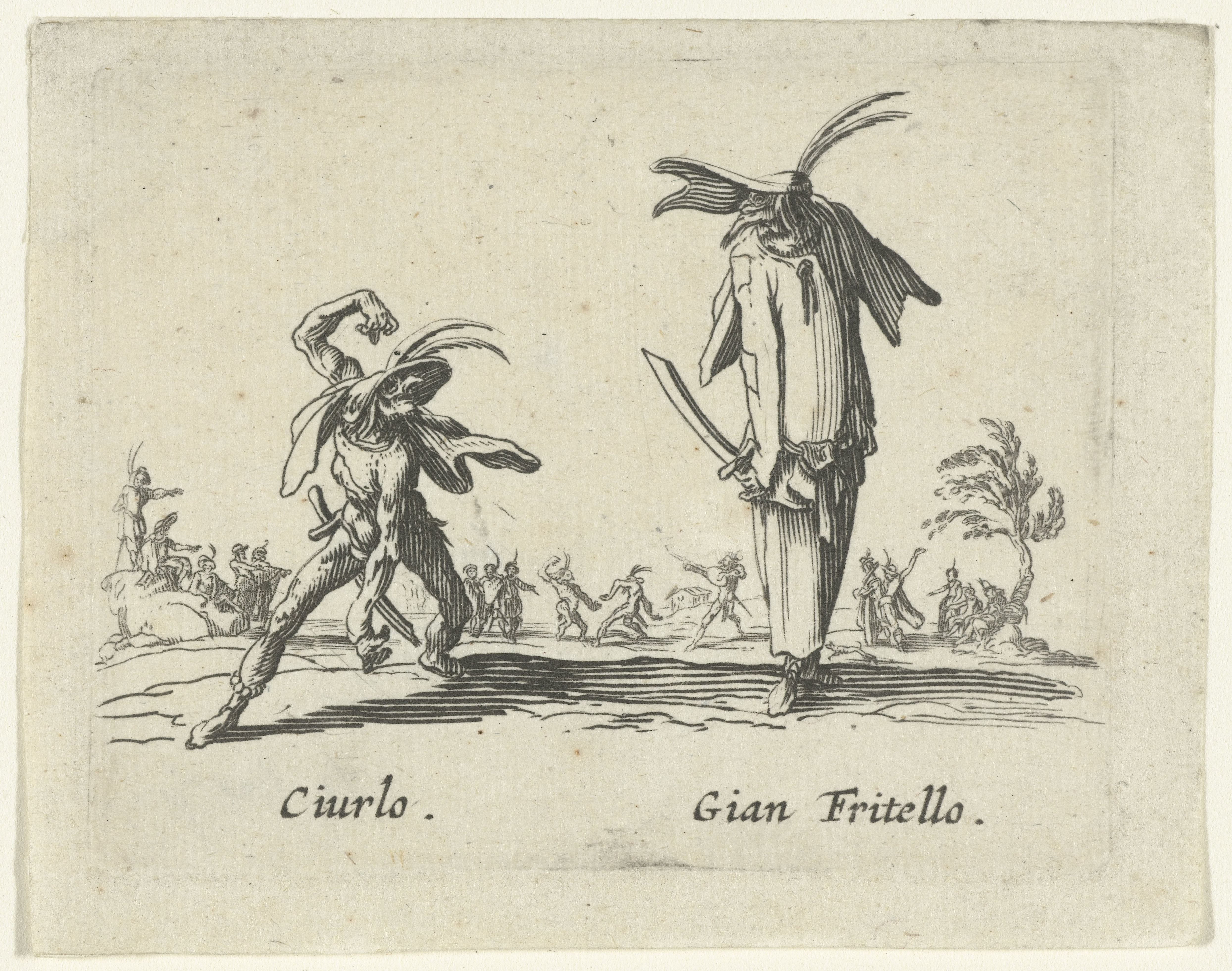 Twee straatartiesten als Ciurlo en Gian Fritello