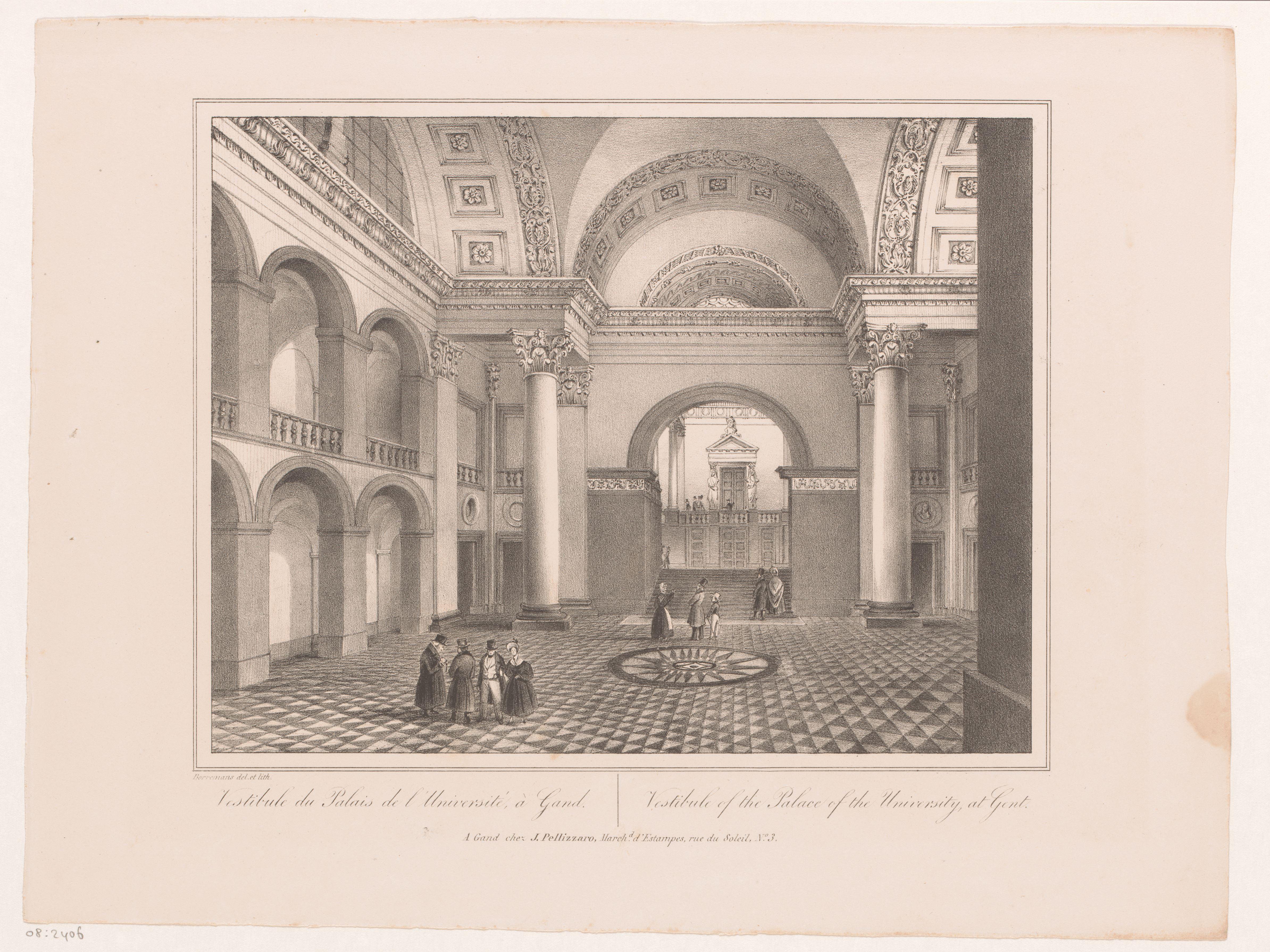 Interieur van de hal van de Aula van de Universiteit Gent