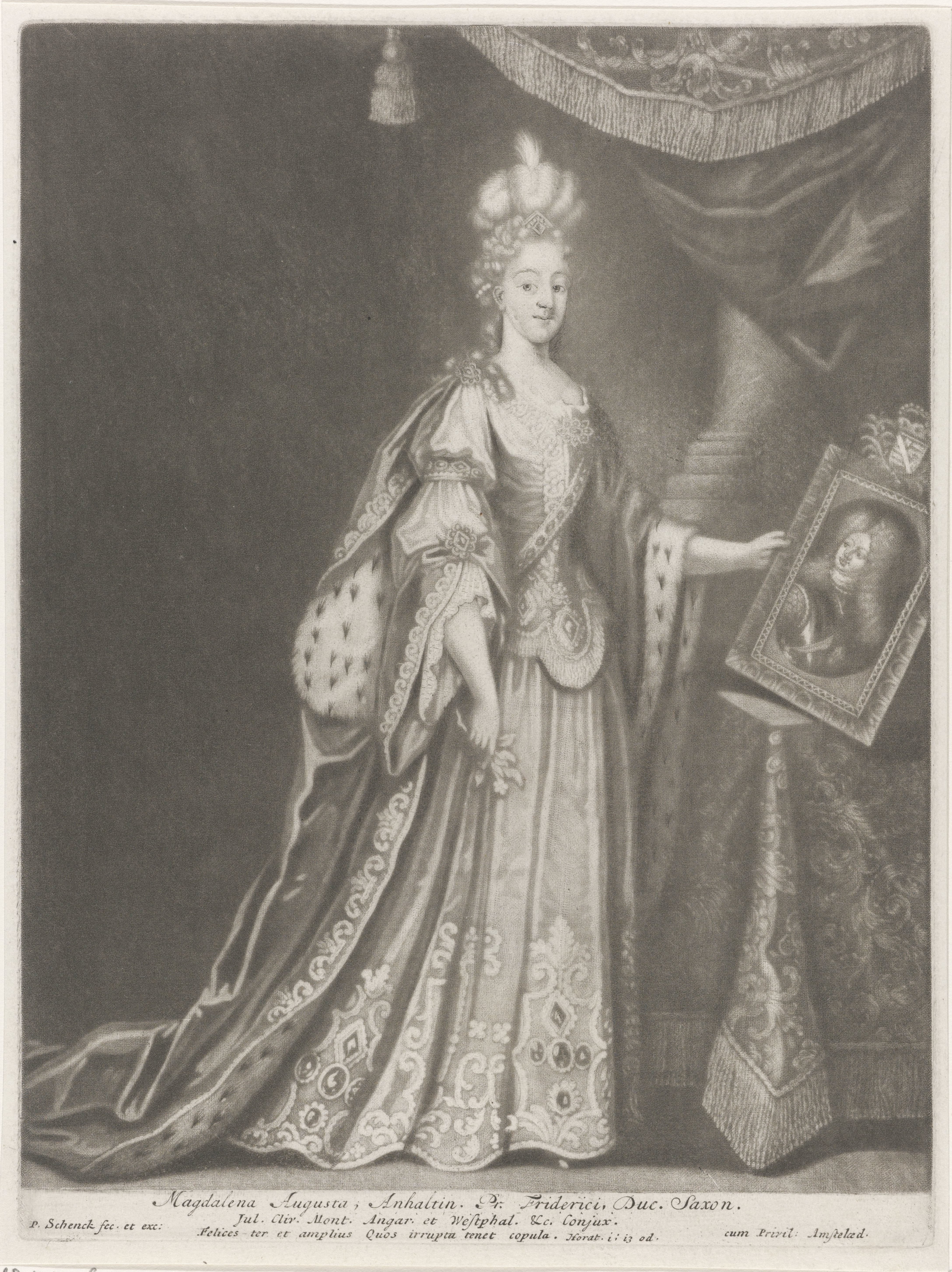 Portret van Magdalena Augusta van Anhalt-Zerbst, hertogin van Saksen-Gotha