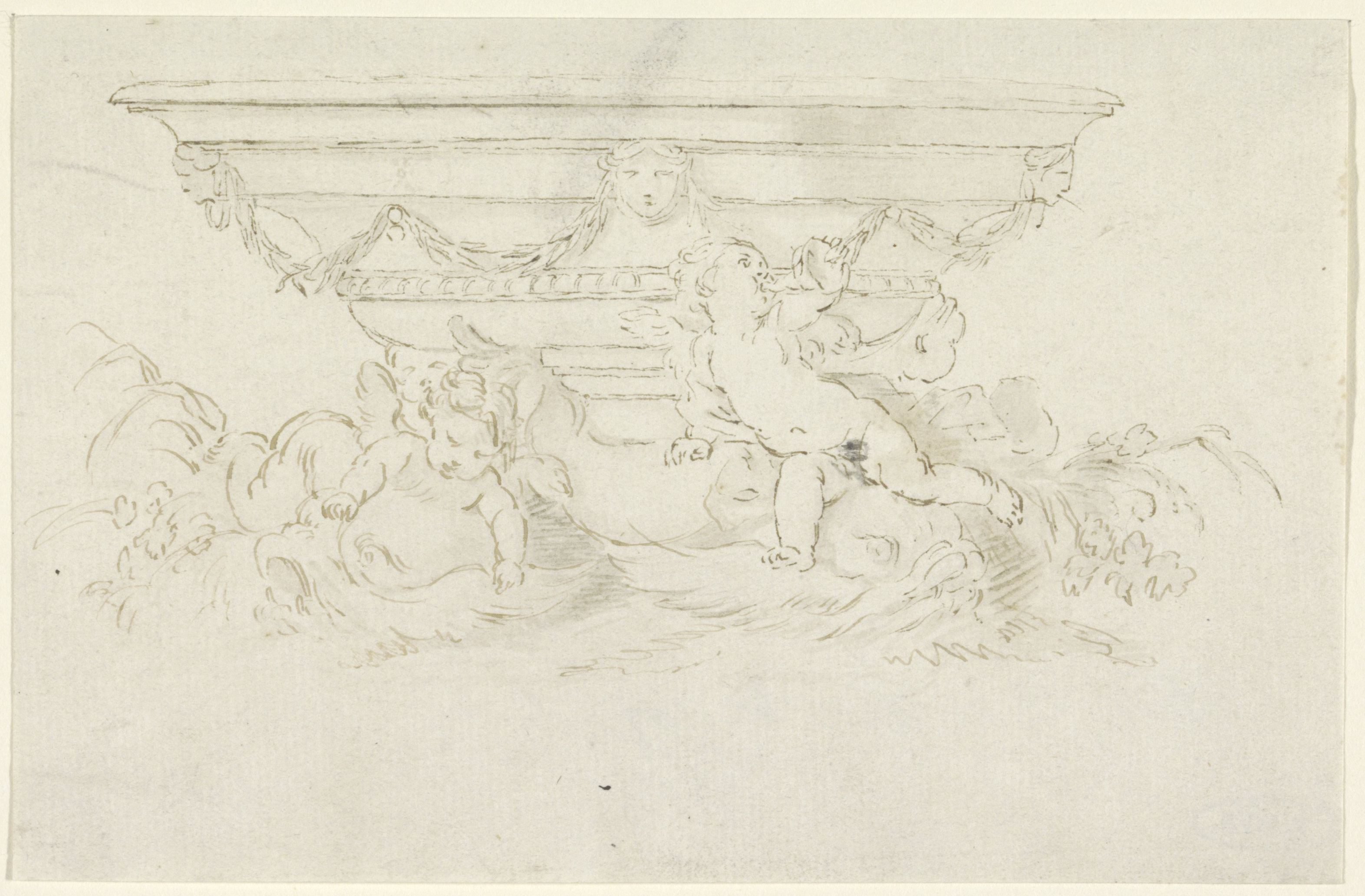 Ornamentale schaal met putti
