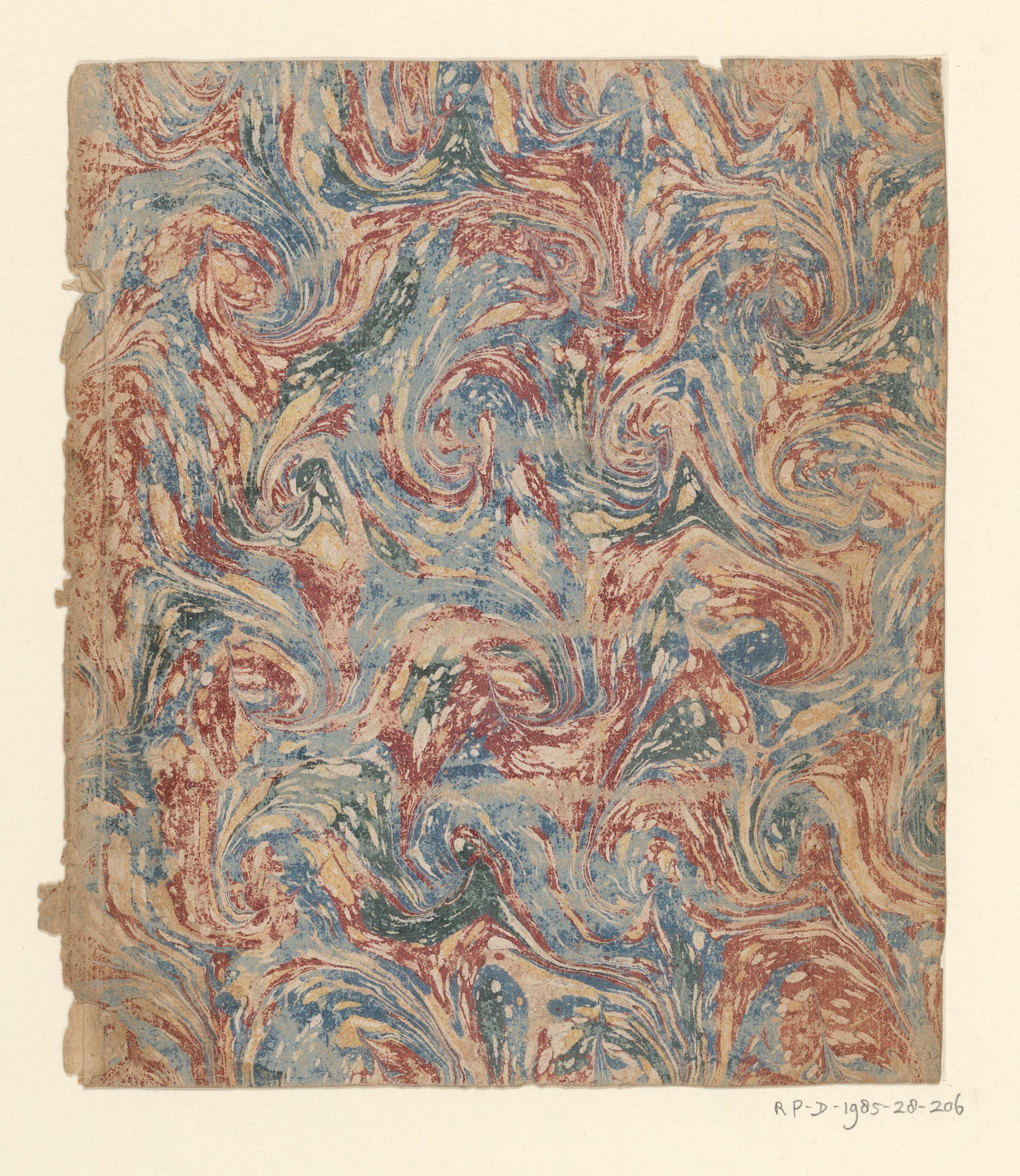 Spiralenmarmer in blauw, rood, geel en groen