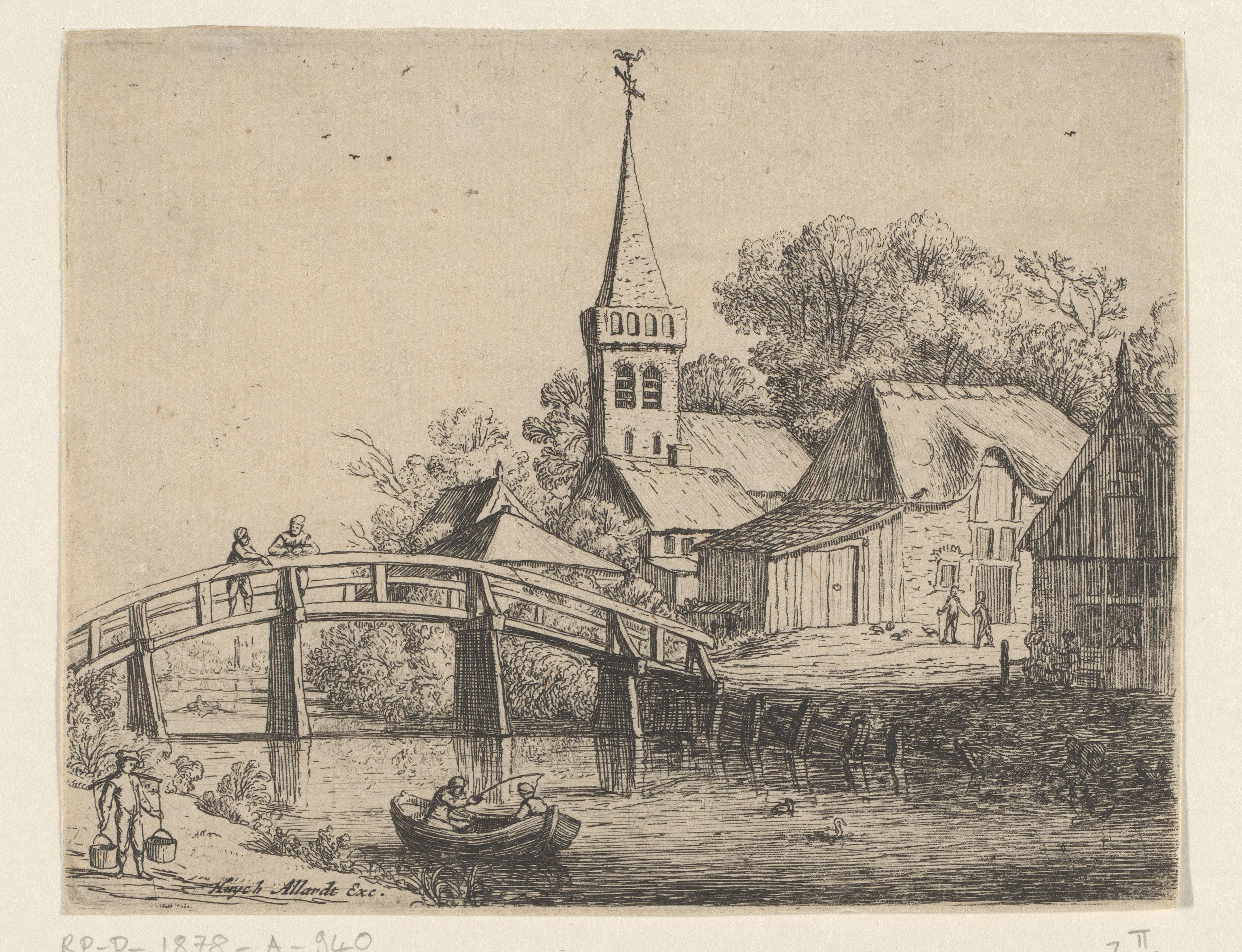 Landschap met houten brug
