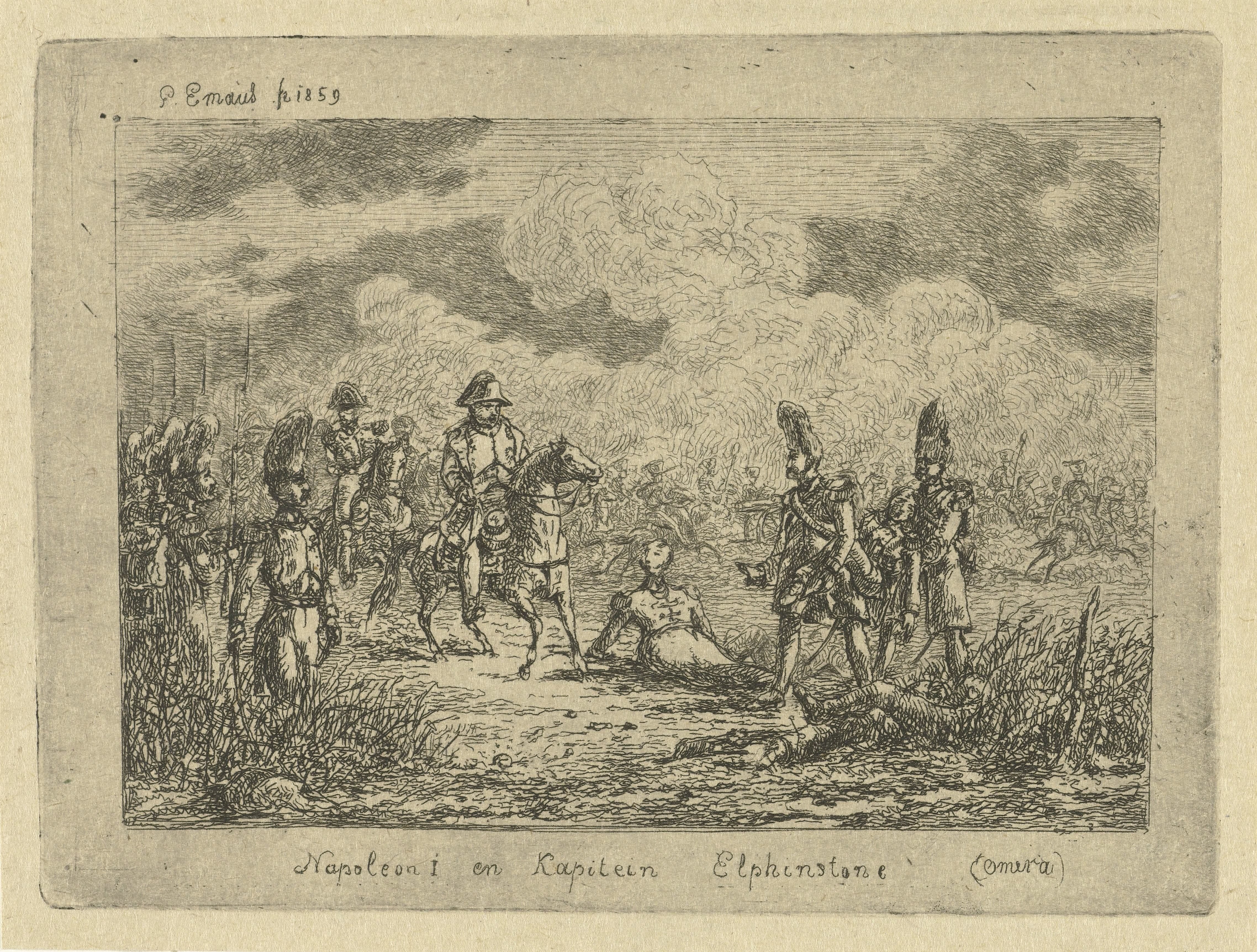 Napoleon bij gesneuvelde soldaten