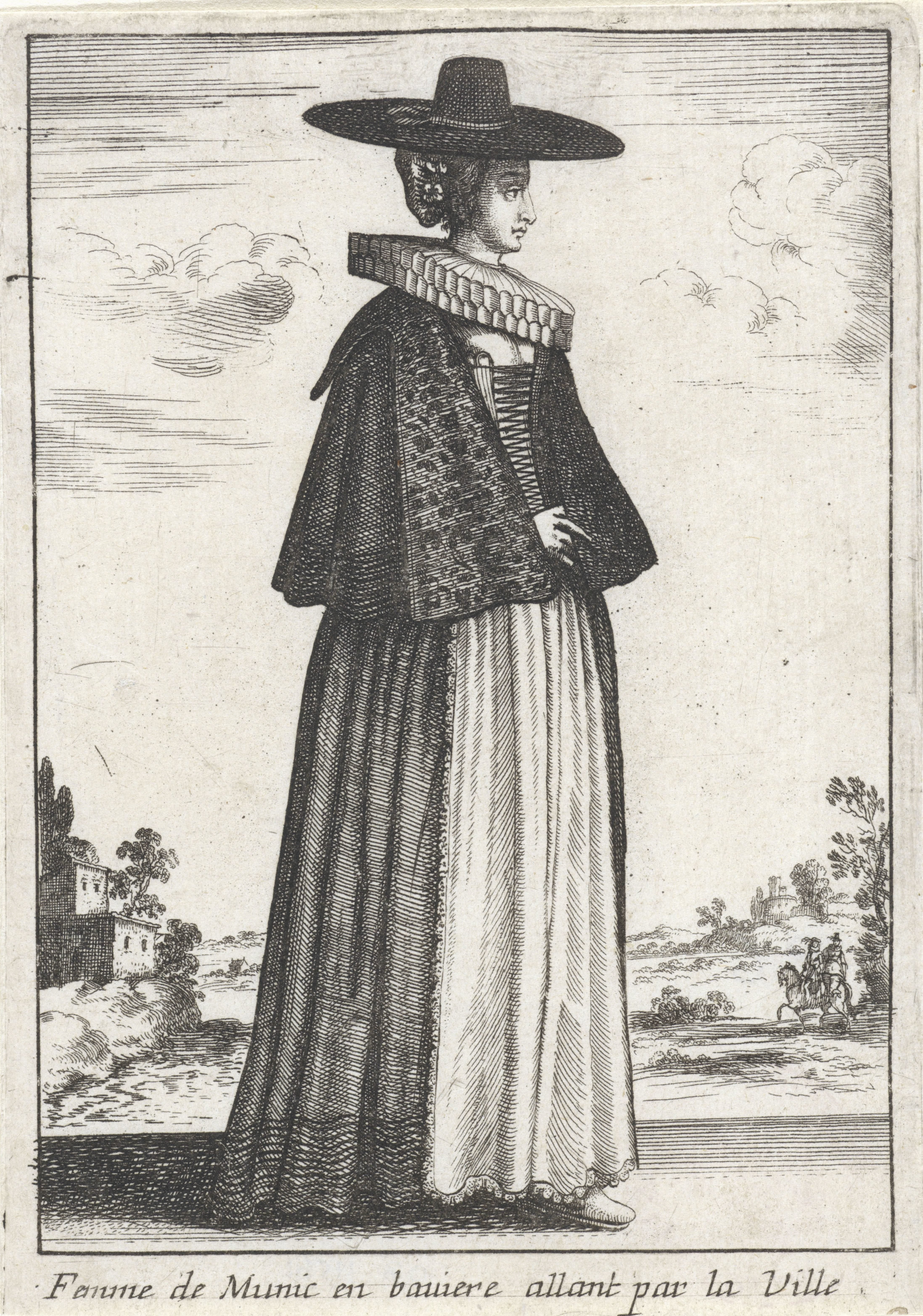 Femme de Munic en bauiere allant par la Ville