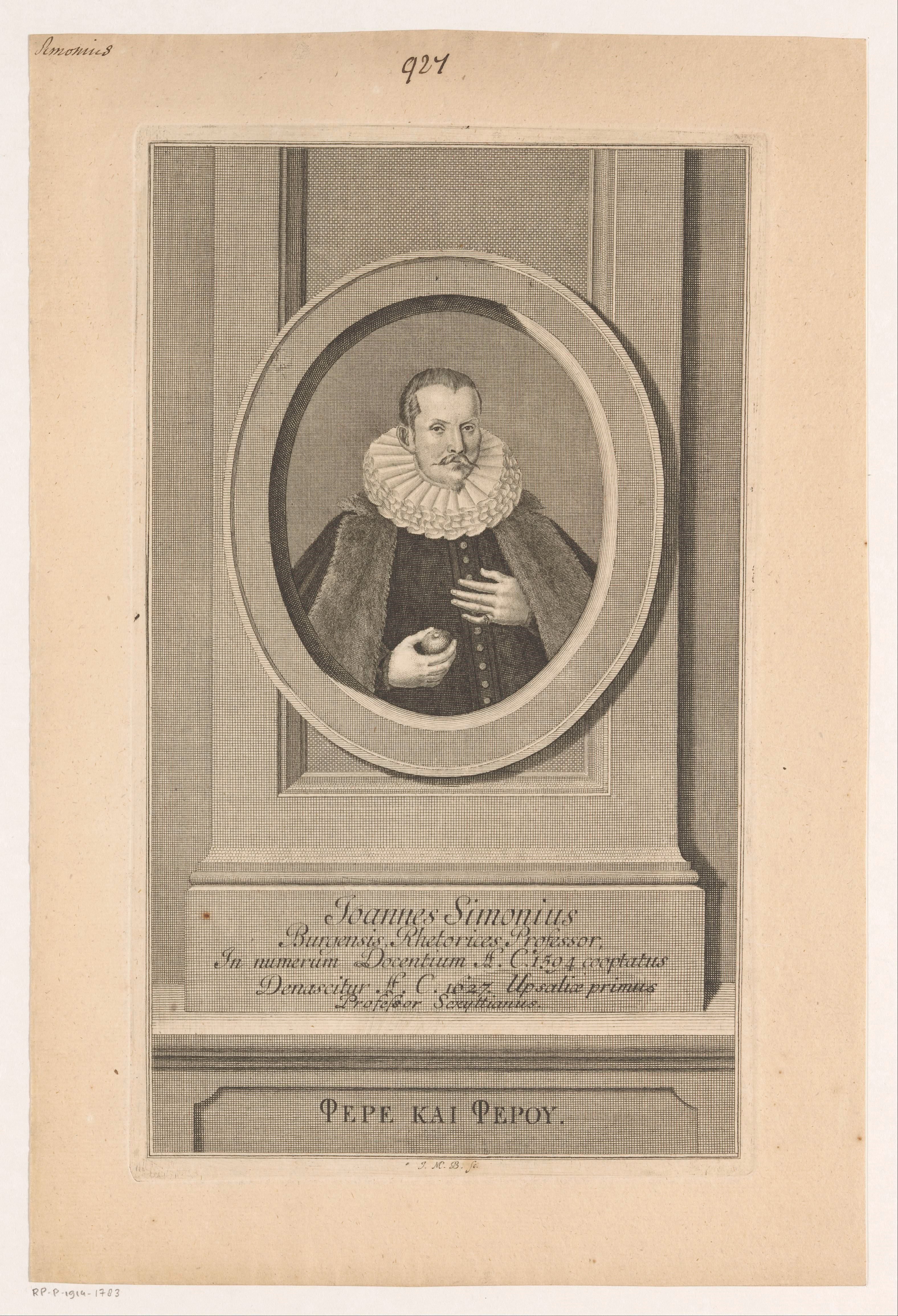 Portret van Johann Simonius