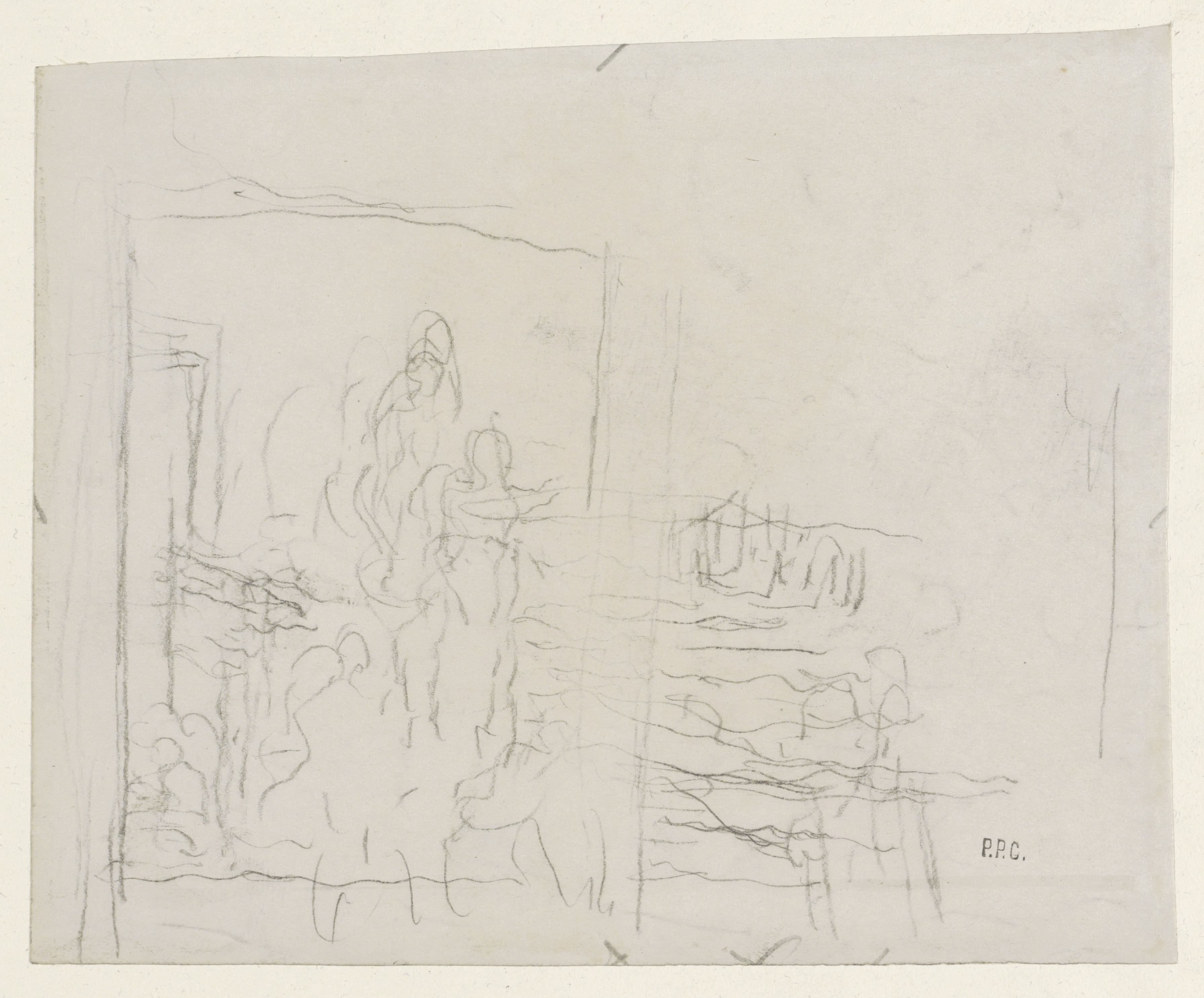 Compositieschets voor een figurenrijk stuk