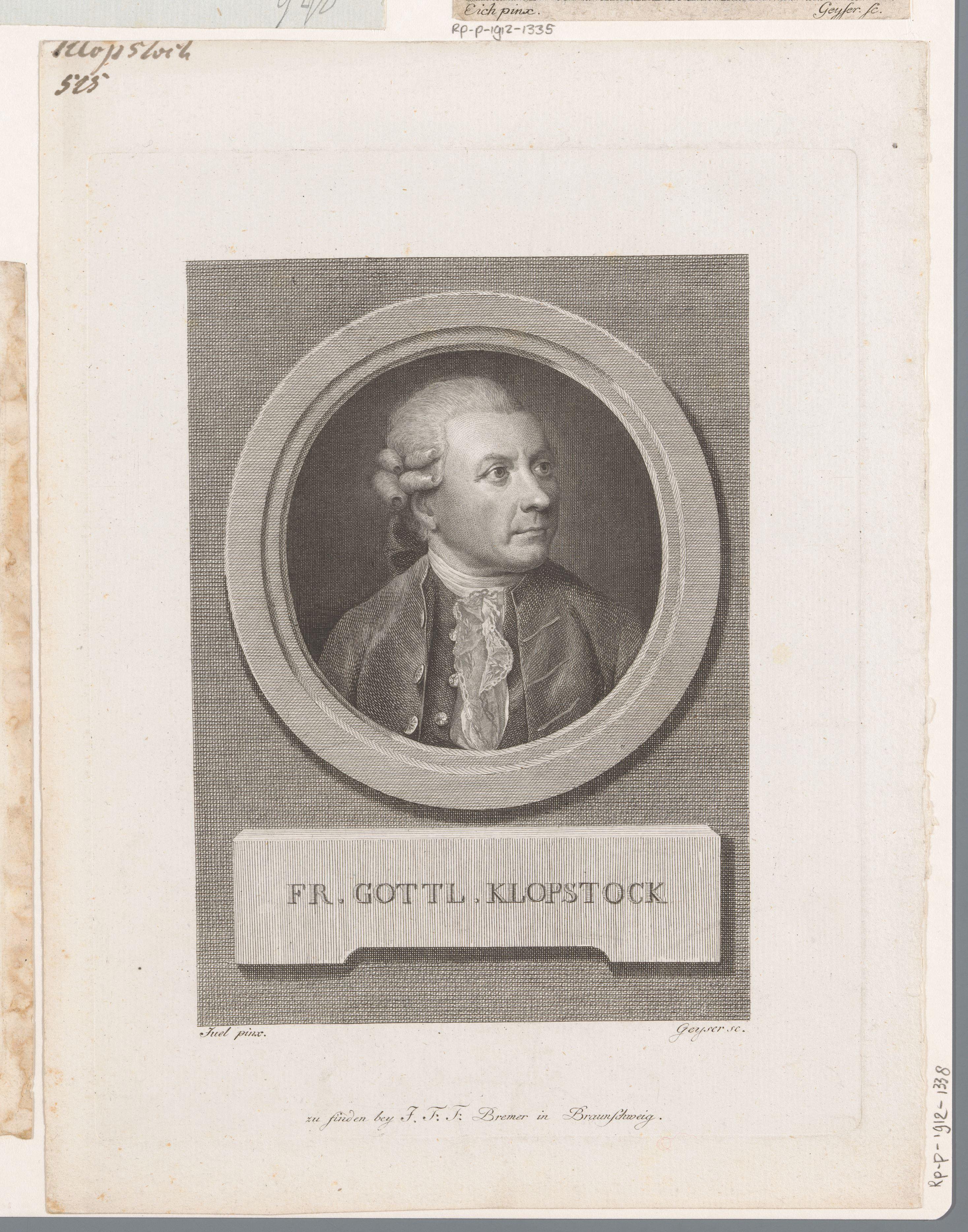Portret van Friedrich Gottlieb Klopstock
