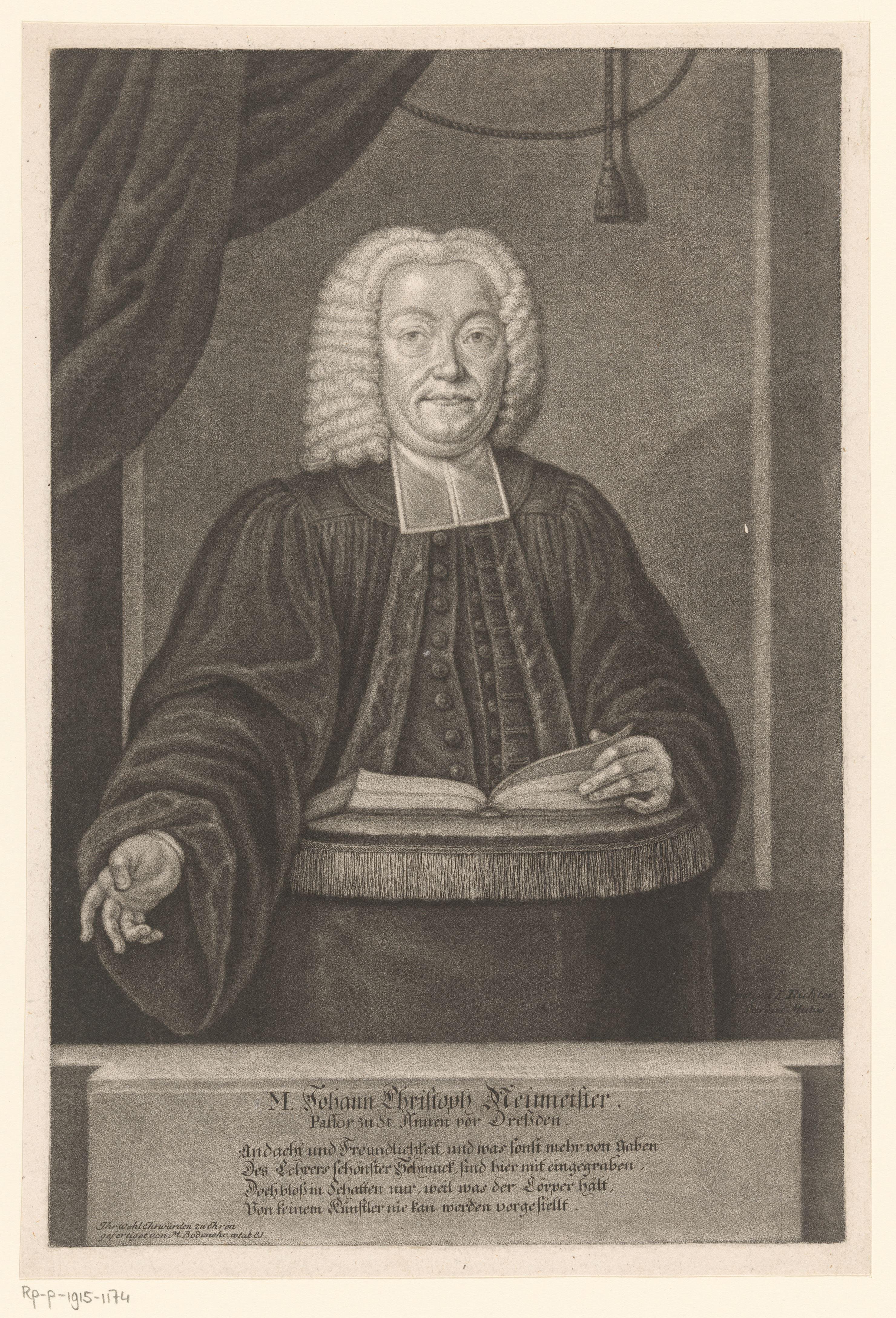 Portret van Johann Christoph Neumeister