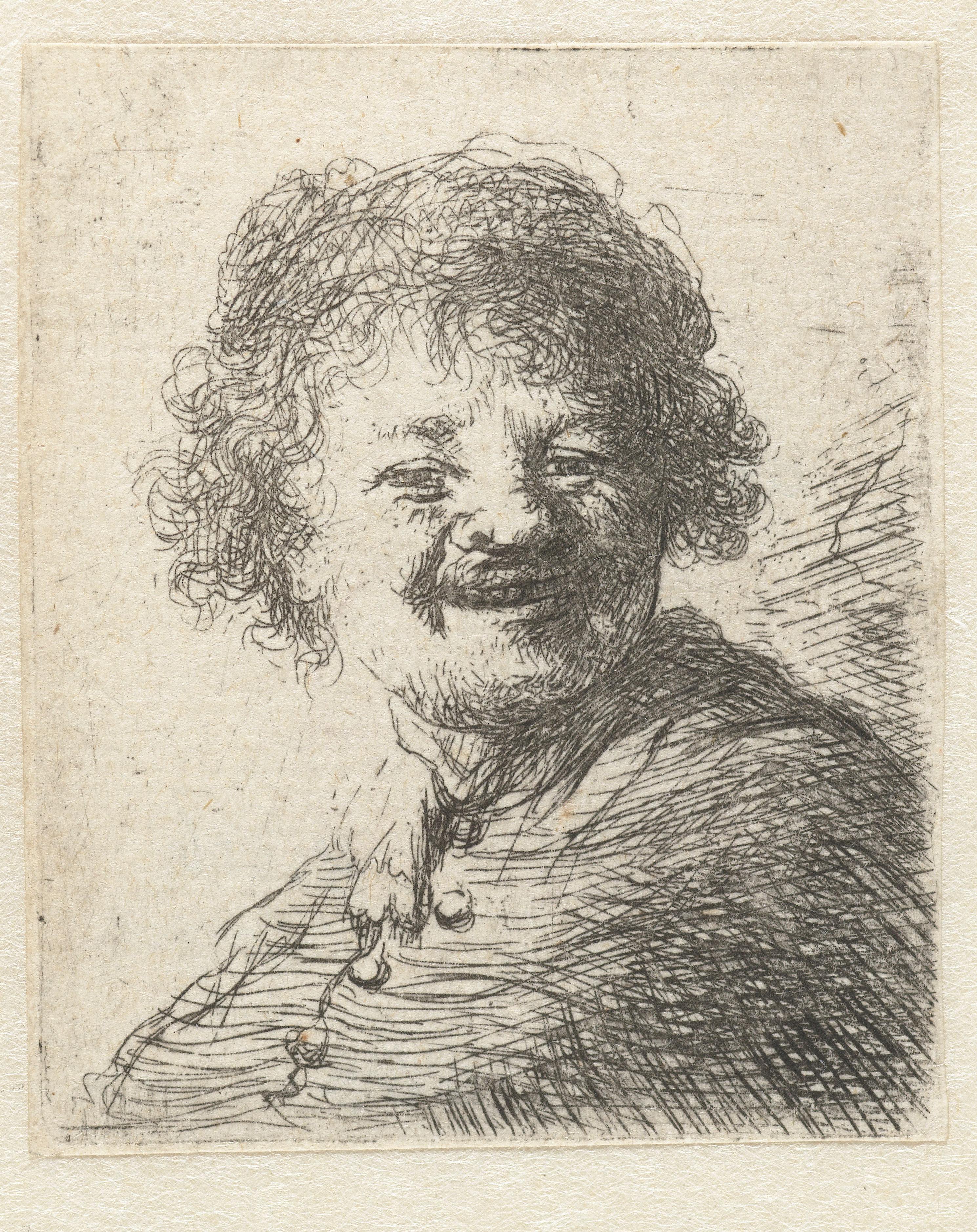 Self-portrait in a cap: laughing