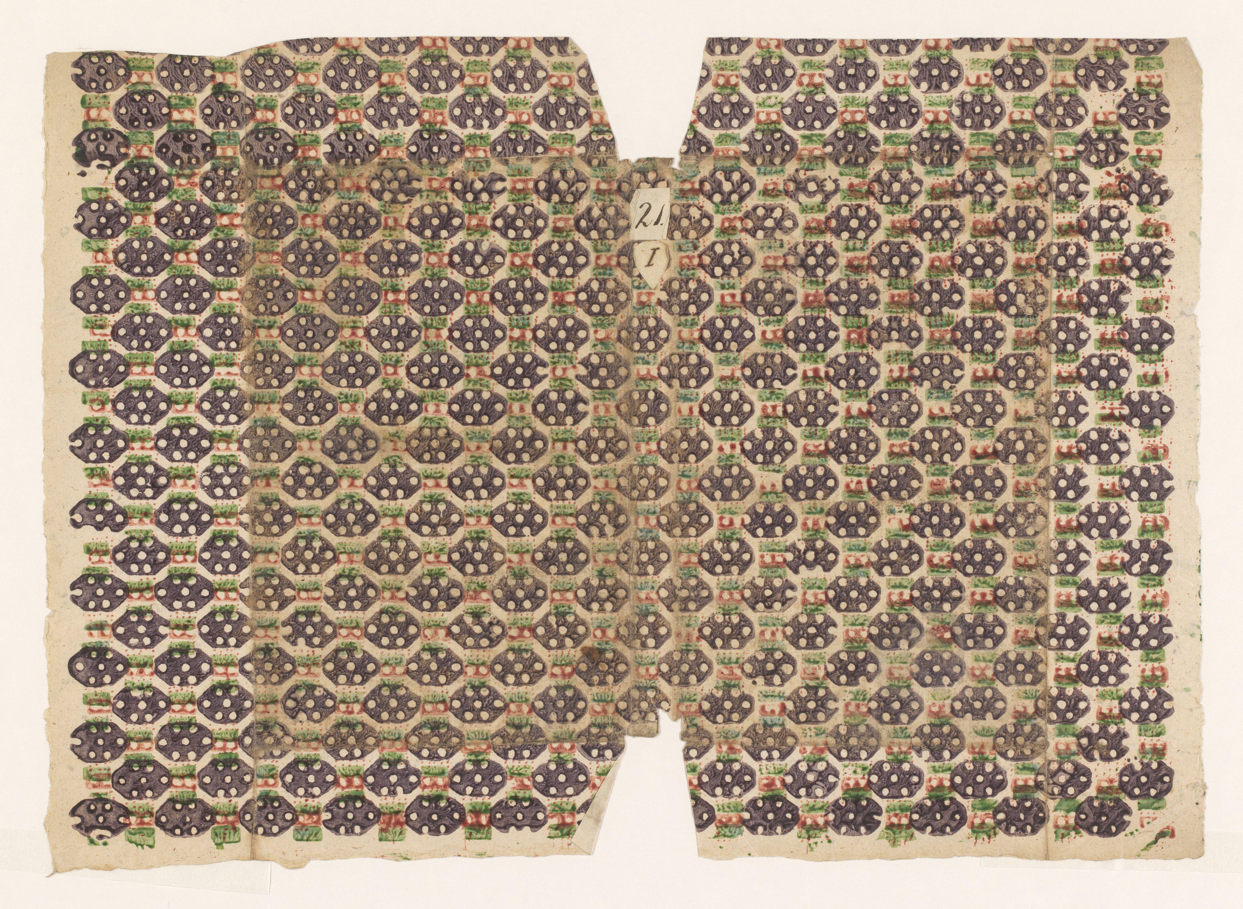 Blad met strooipatroon van blokken en zeshoeken