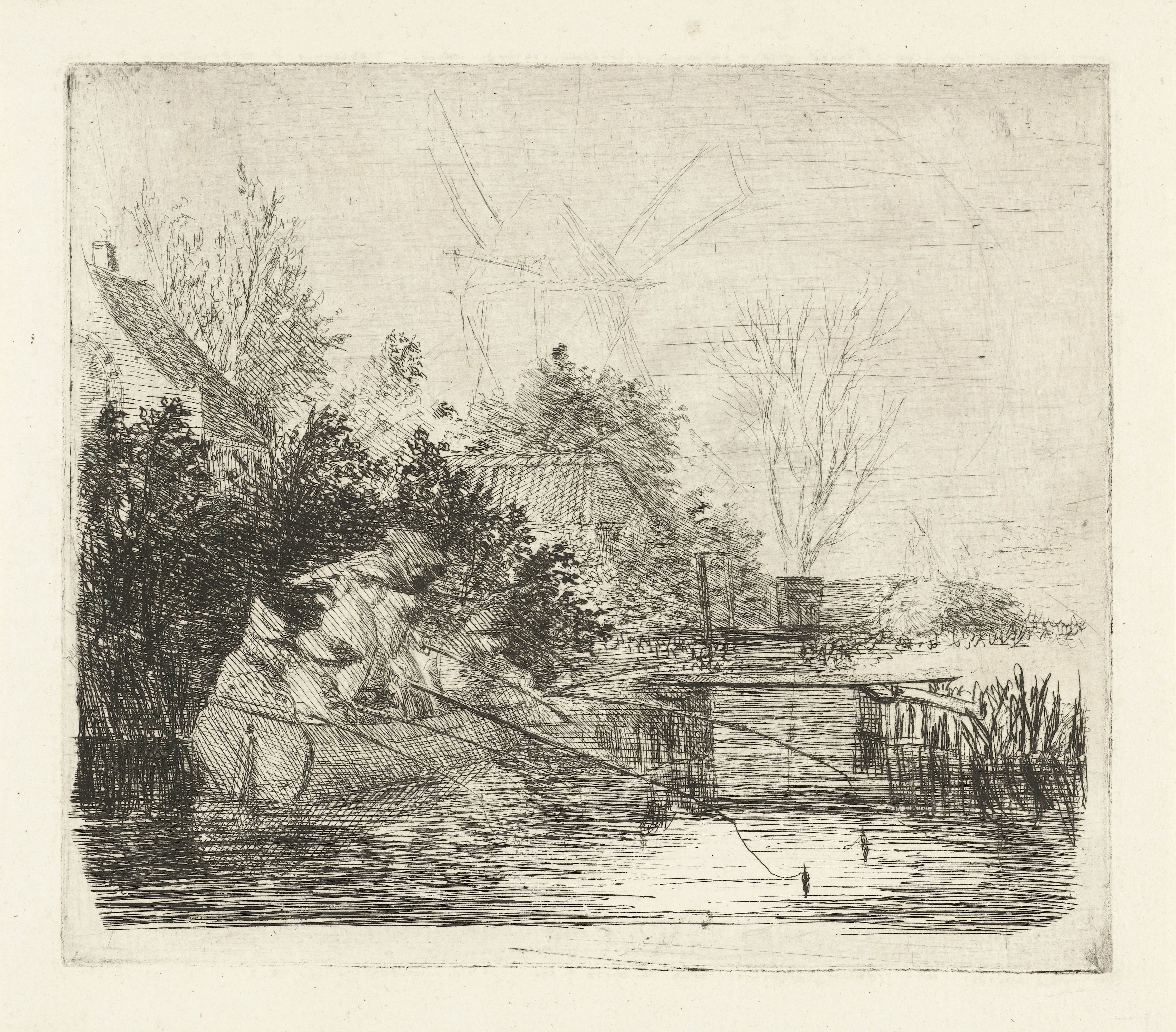 Hengelaars bij een rivier