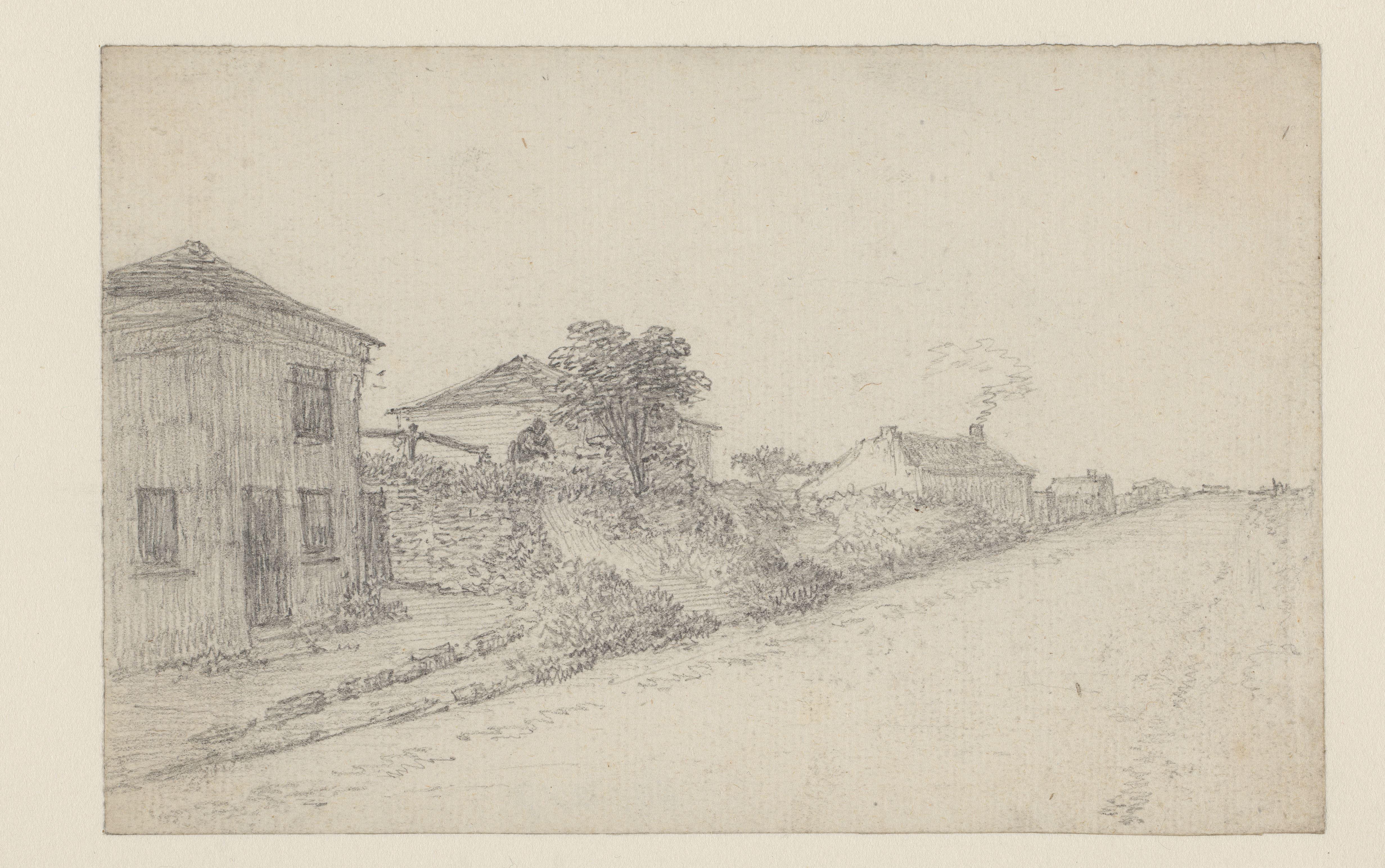 Huizen in een hoge weggekant