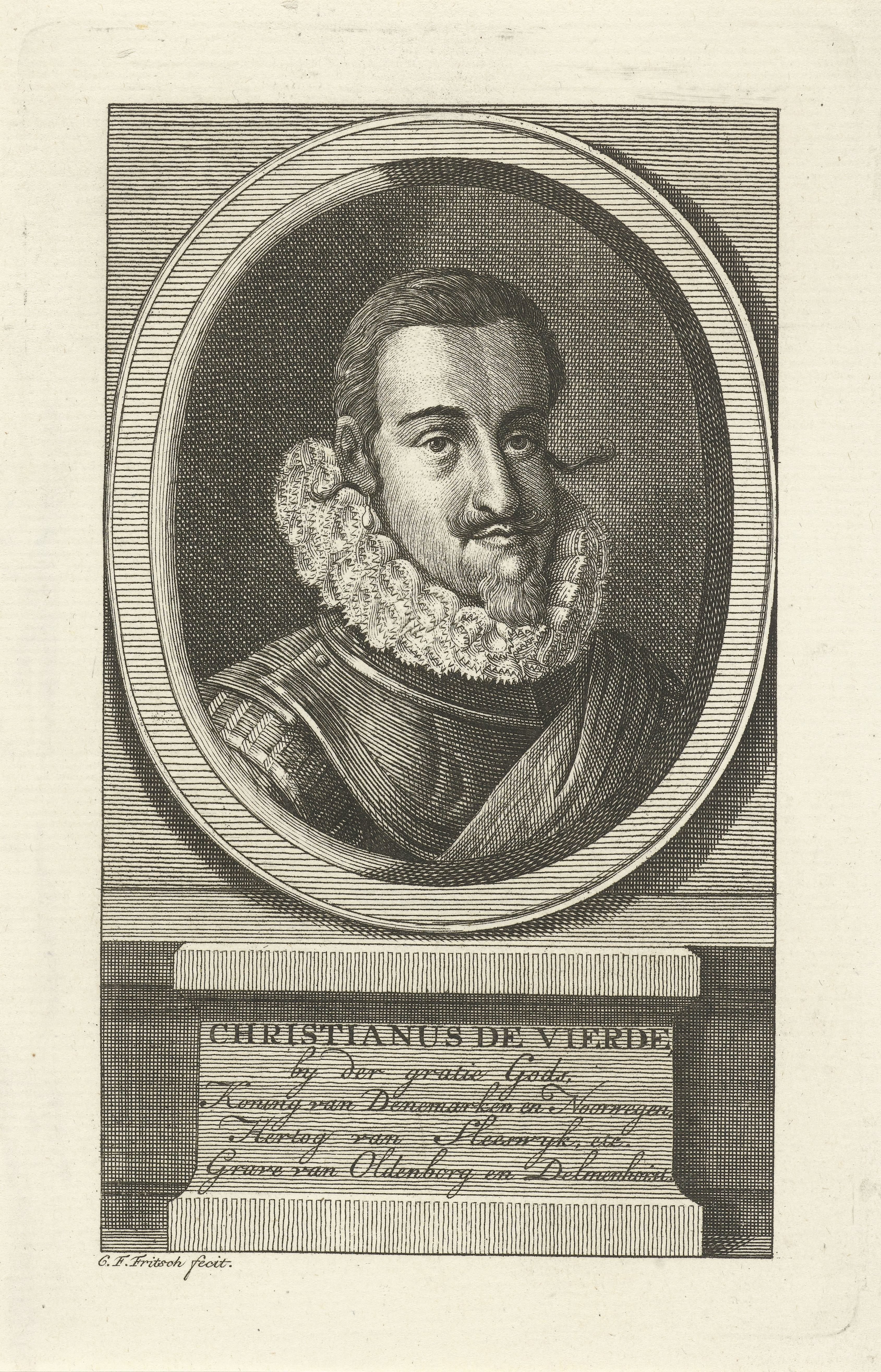 Portret van Christiaan IV, koning van Denemarken en Noorwegen