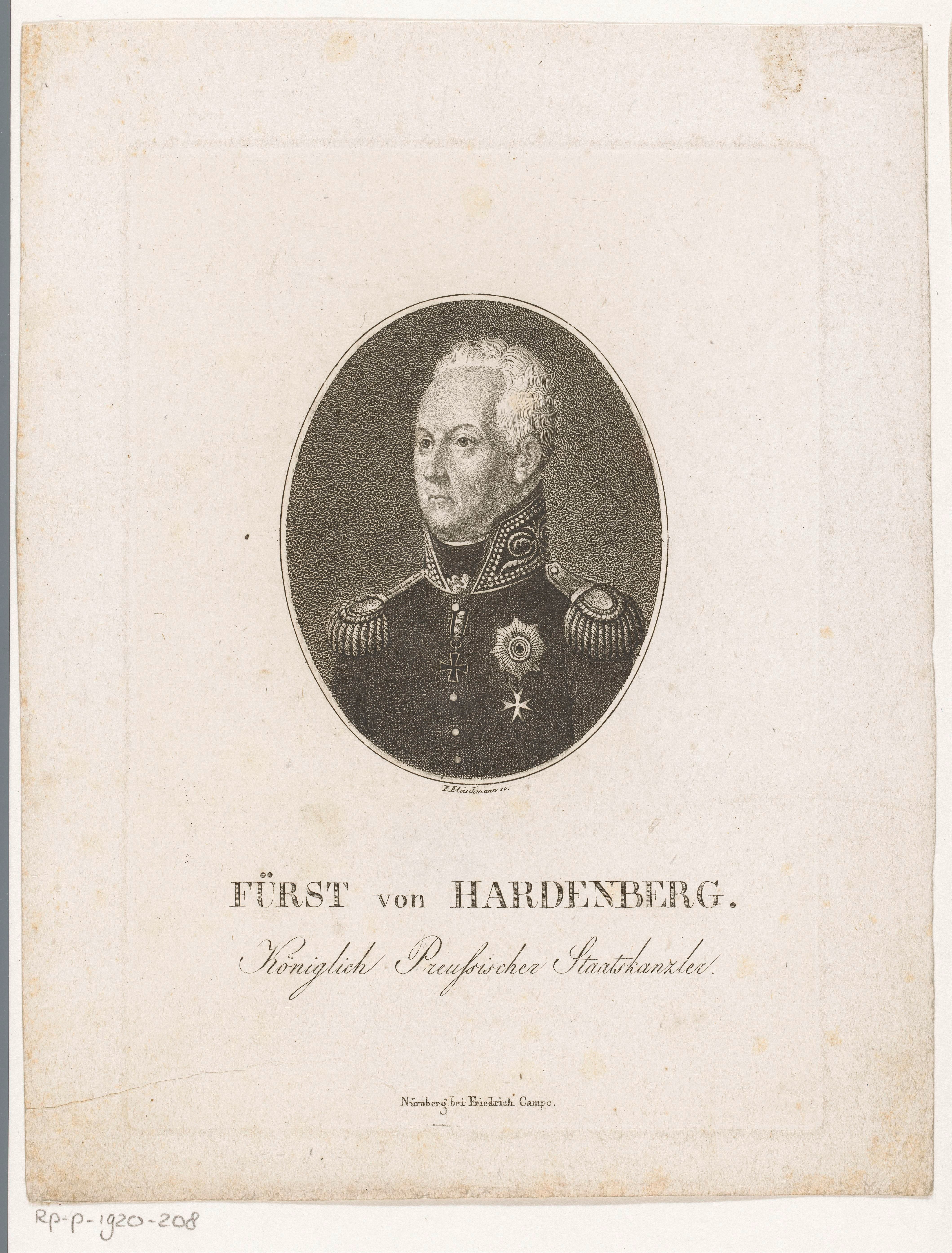 Portret van Karl August van Hardenberg