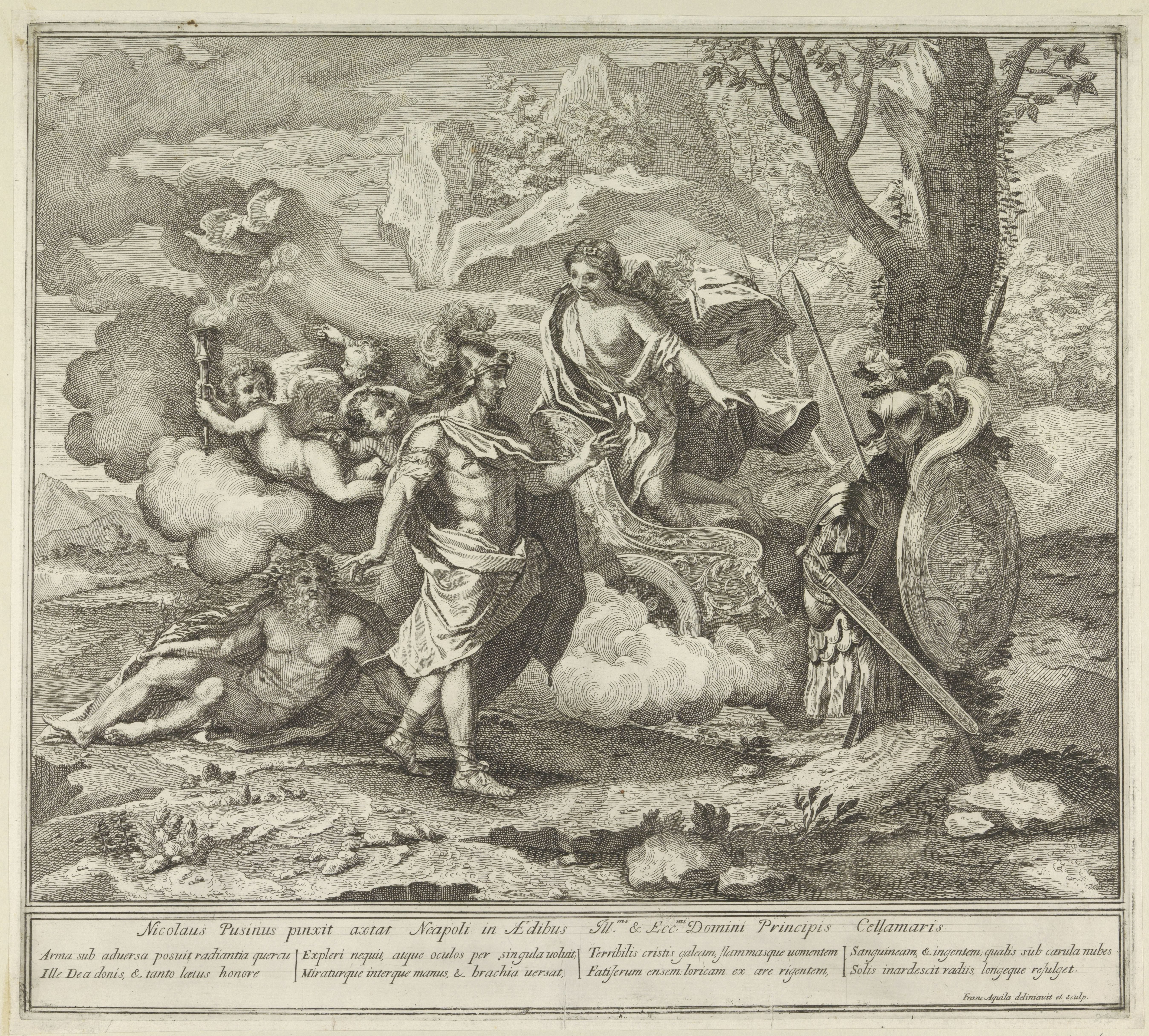 Venus wijst Aeneas zijn wapenrusting