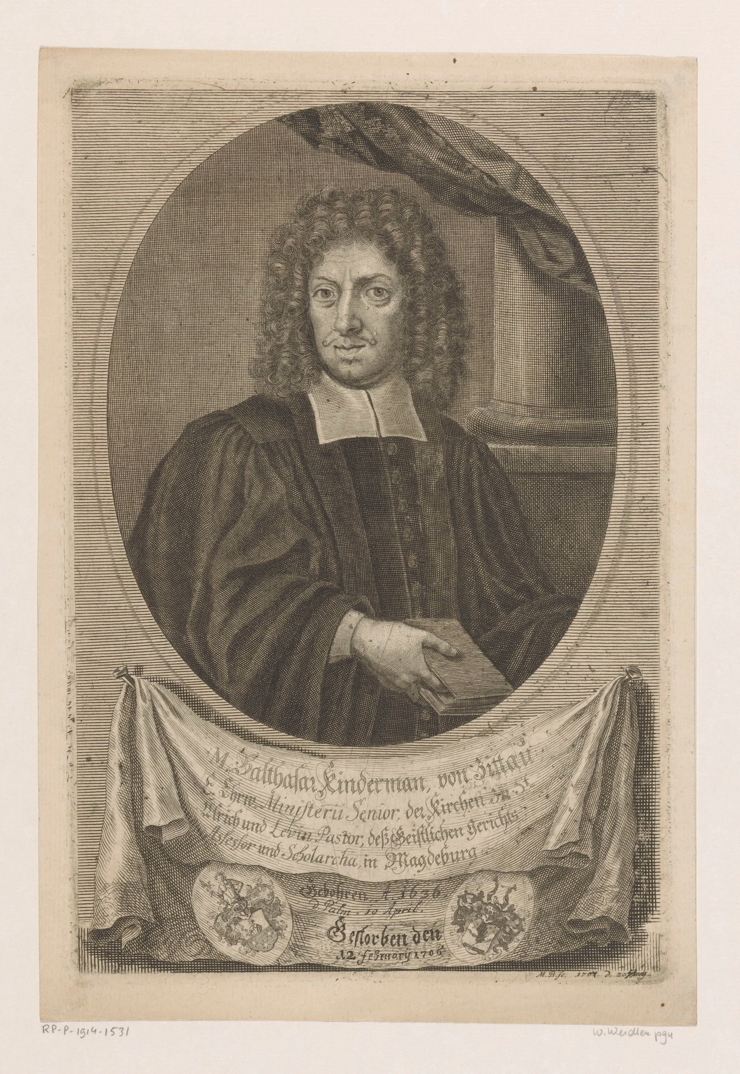 Portret van Balthasar Kindermann