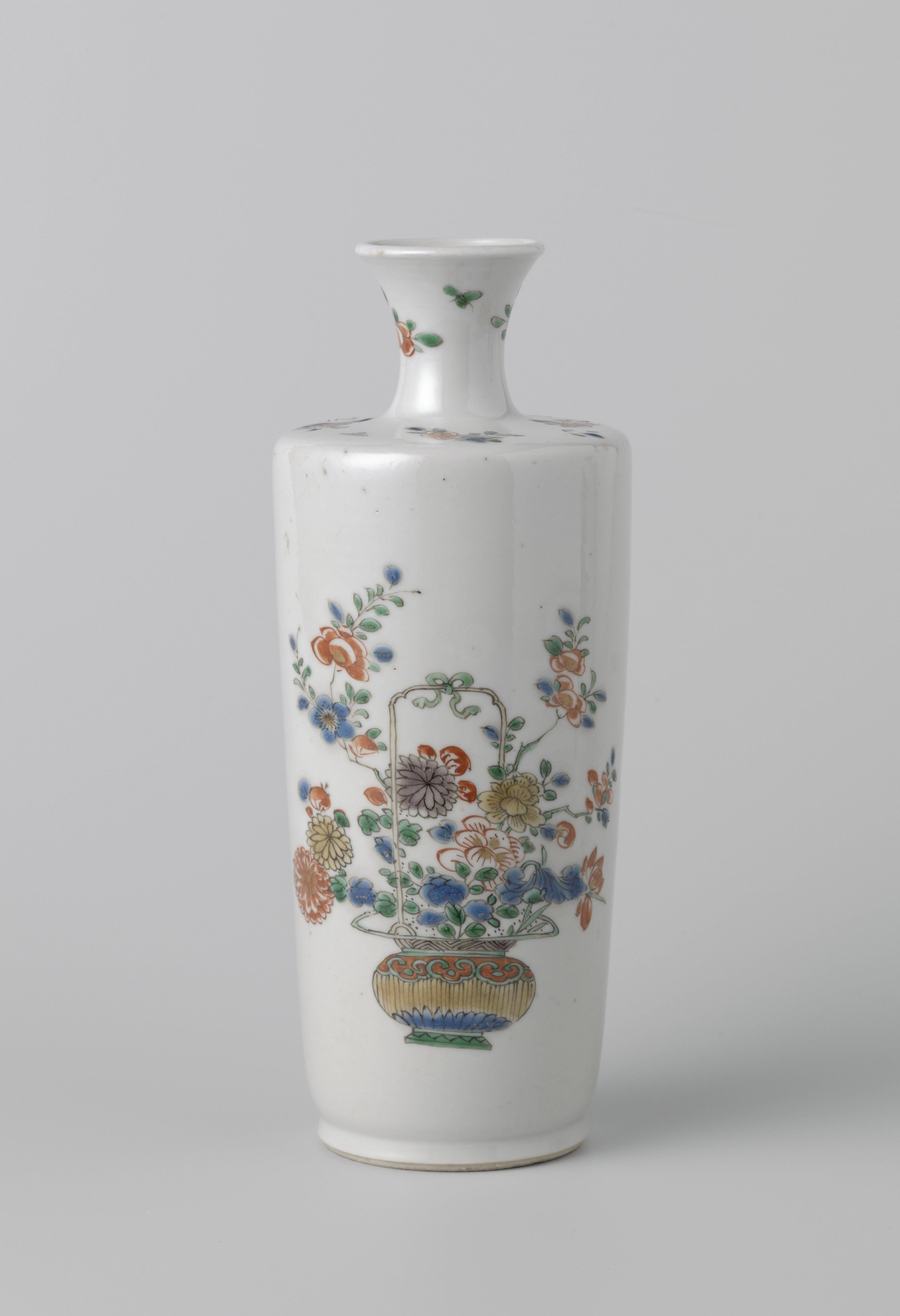 Cylindrical vase with flower baskets
