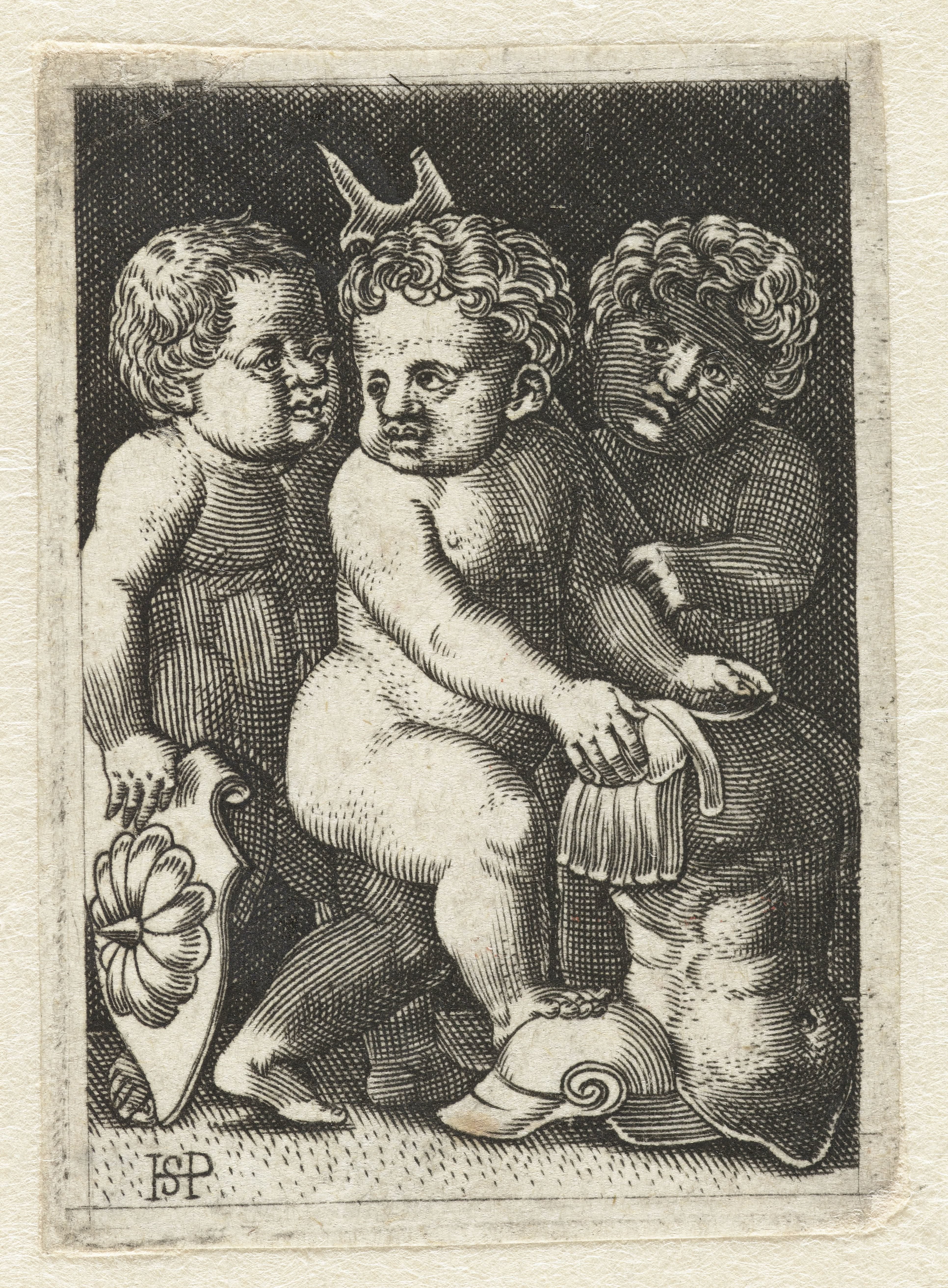 Drie putti met wapenrusting