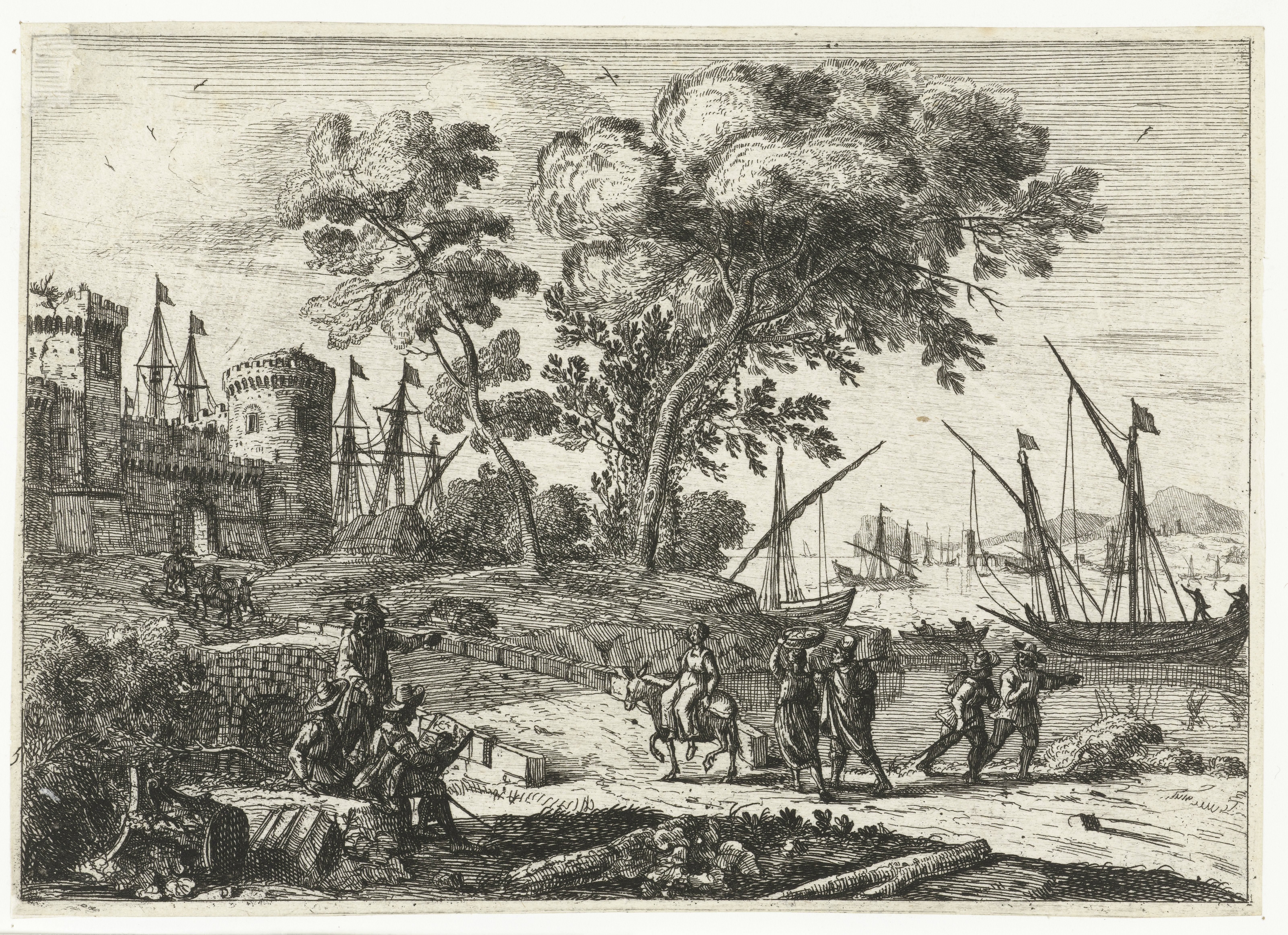 Kunstenaar aan het werk in een landschap