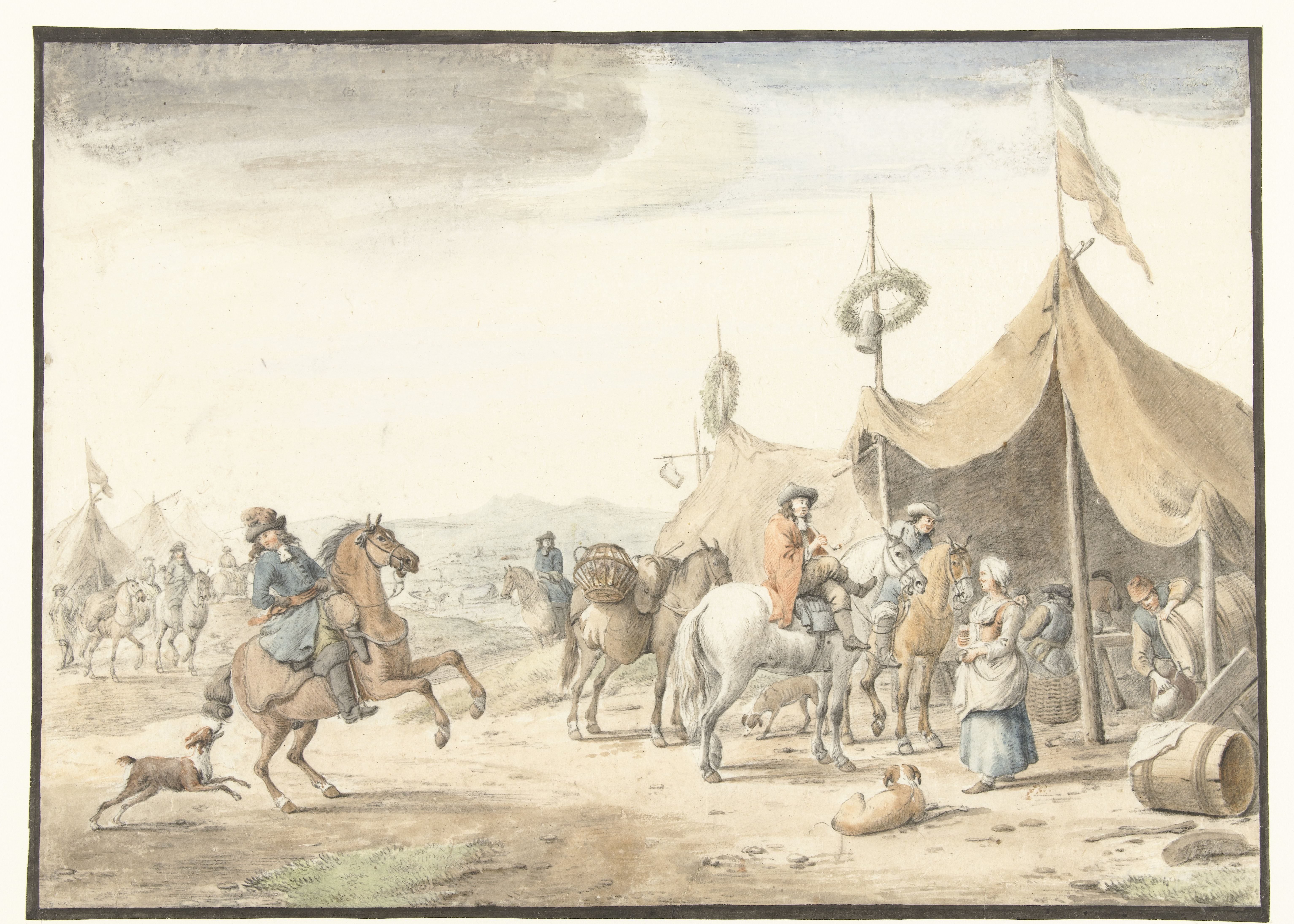Legerkamp met ruiters