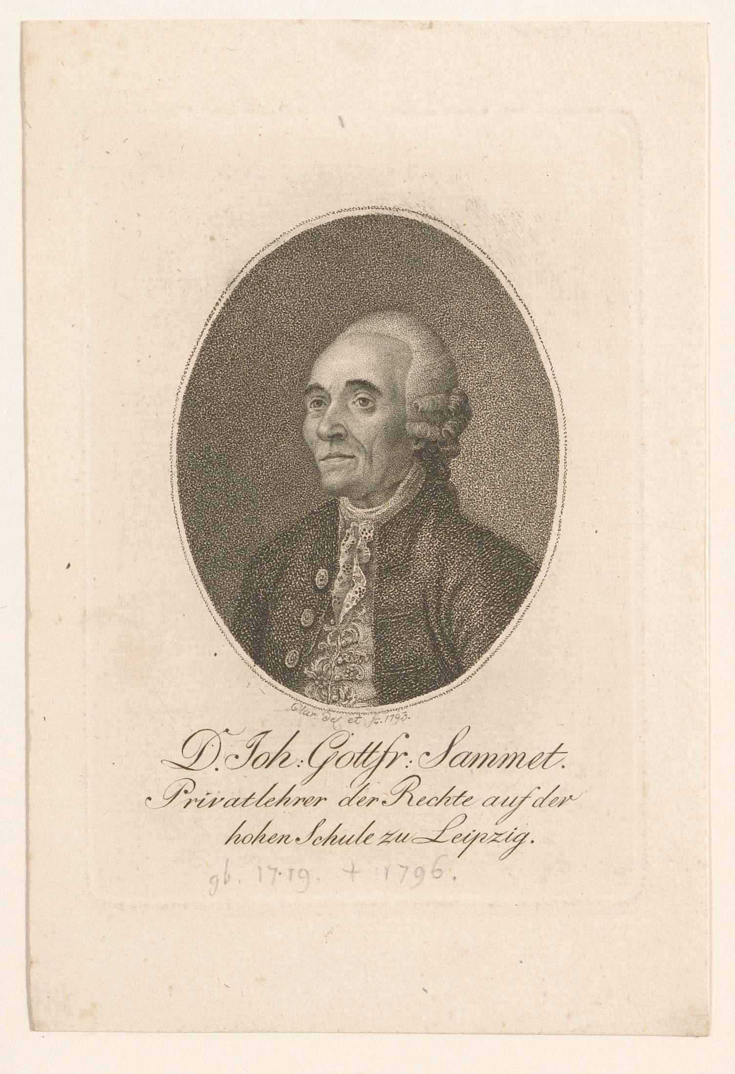 Portret van Johann Gottfried Sammet