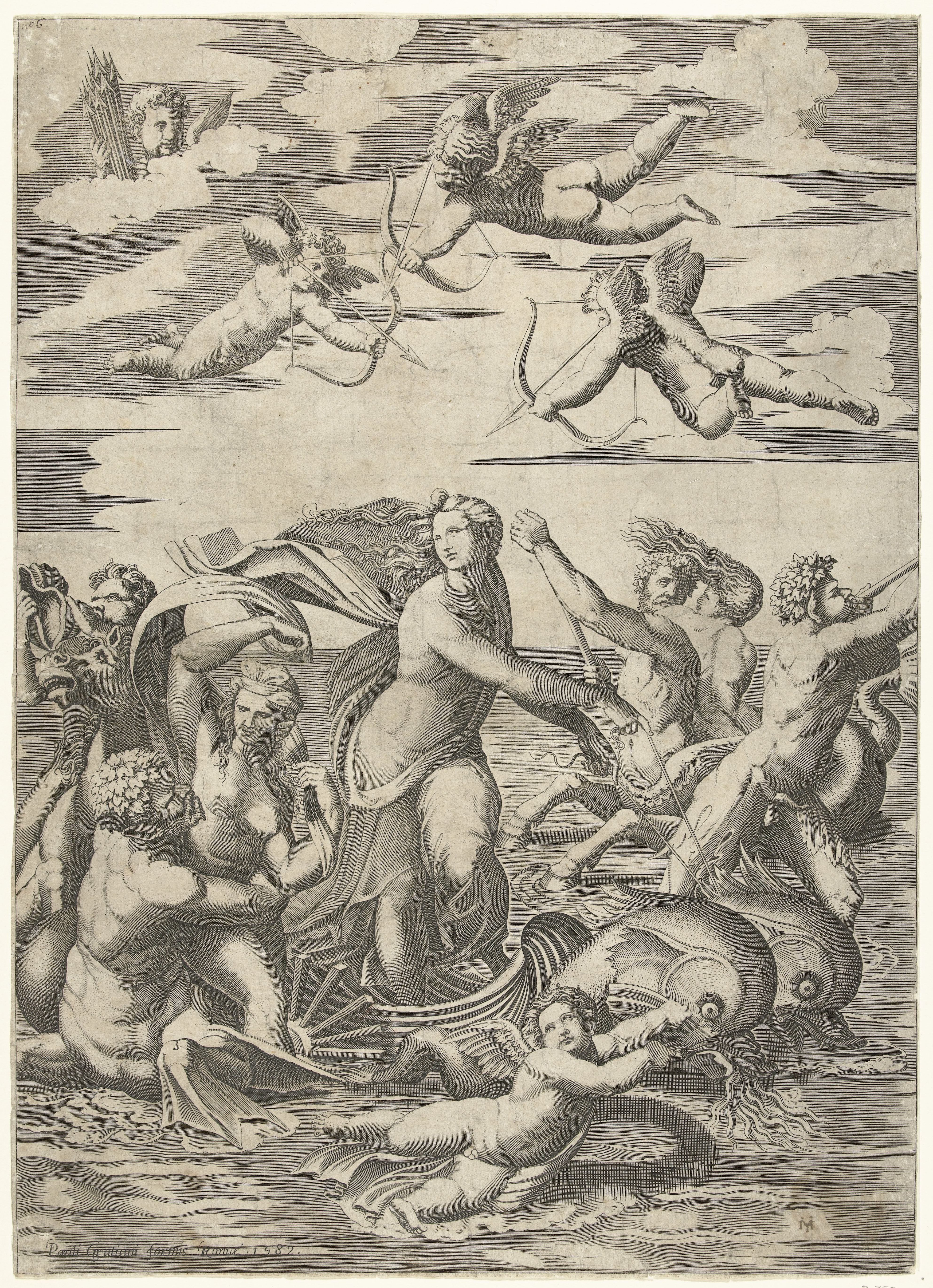 Triomf van Galatea met tritons en nereïden en putti